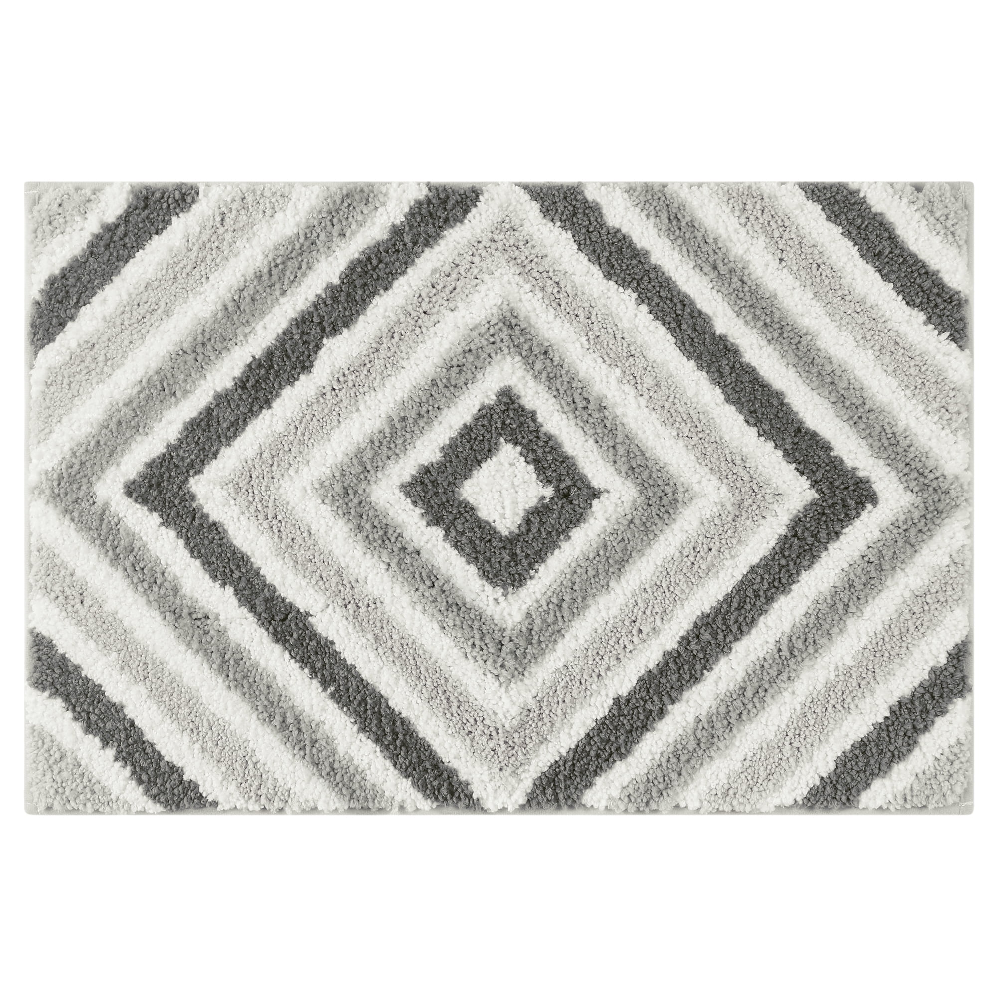 Unique Bargains Geometric Pattern Bathroom Rugs Bath Mats Quick Dry and Non Slip Bath Rug Grey 16" x 24"
