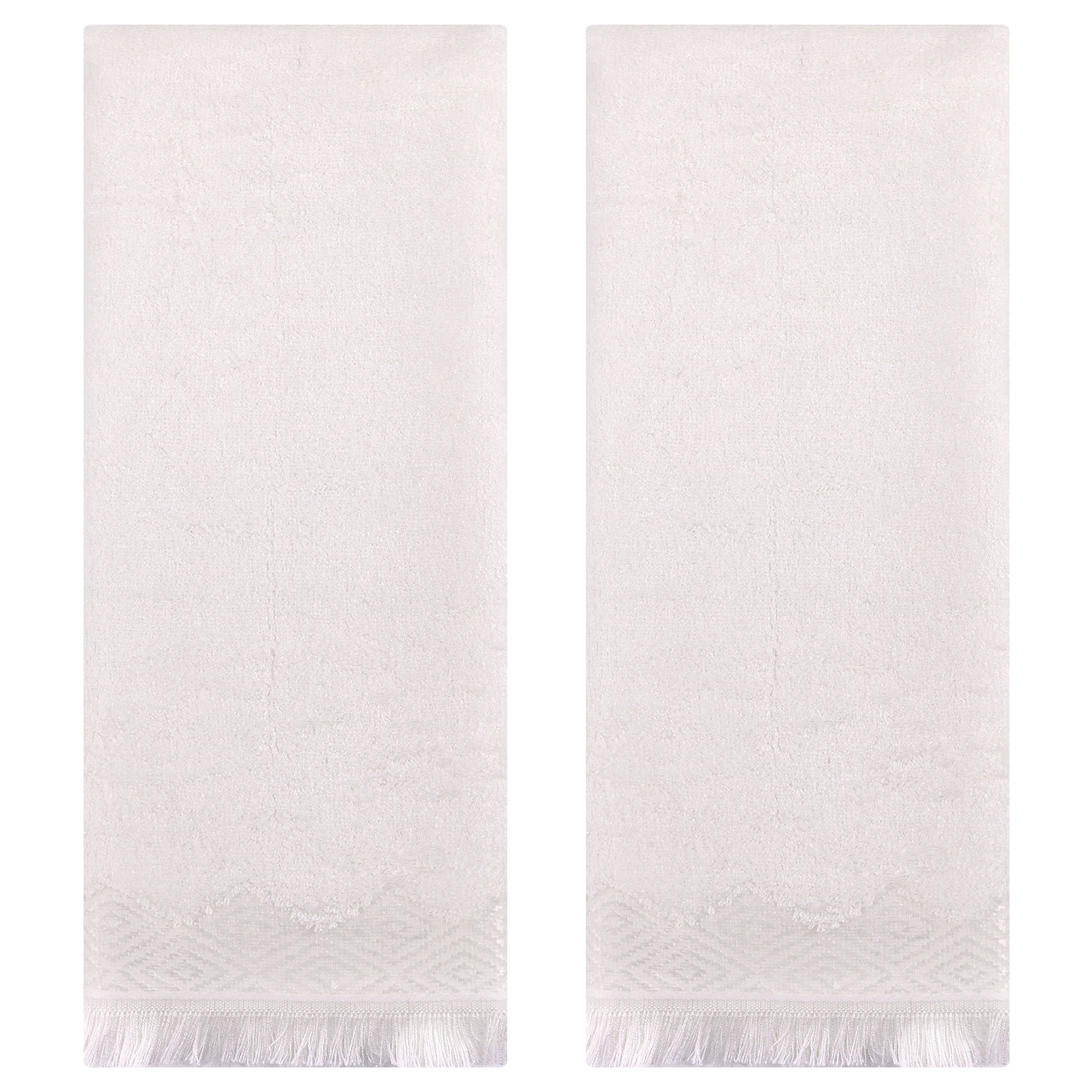 Unique Bargains Geometric Patterns Turkish Hand Towels Set of 2 Beige 13" x 29"