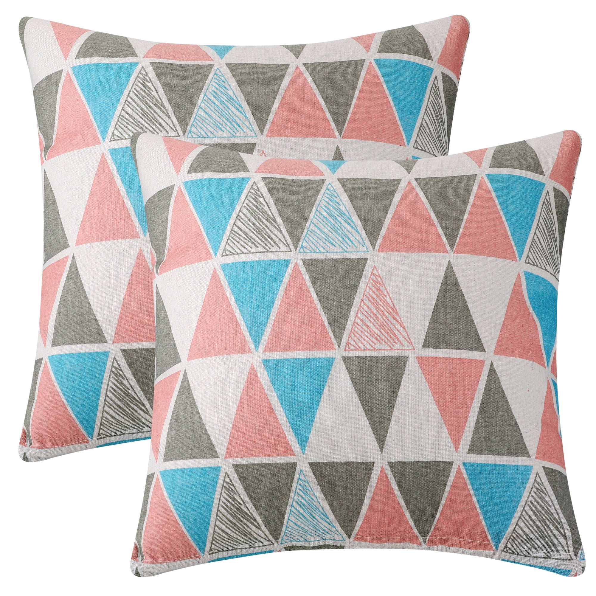 Unique Bargains Geometric Pillow Covers Linen Decorative Cushion Cases Colorful 18" x 18"