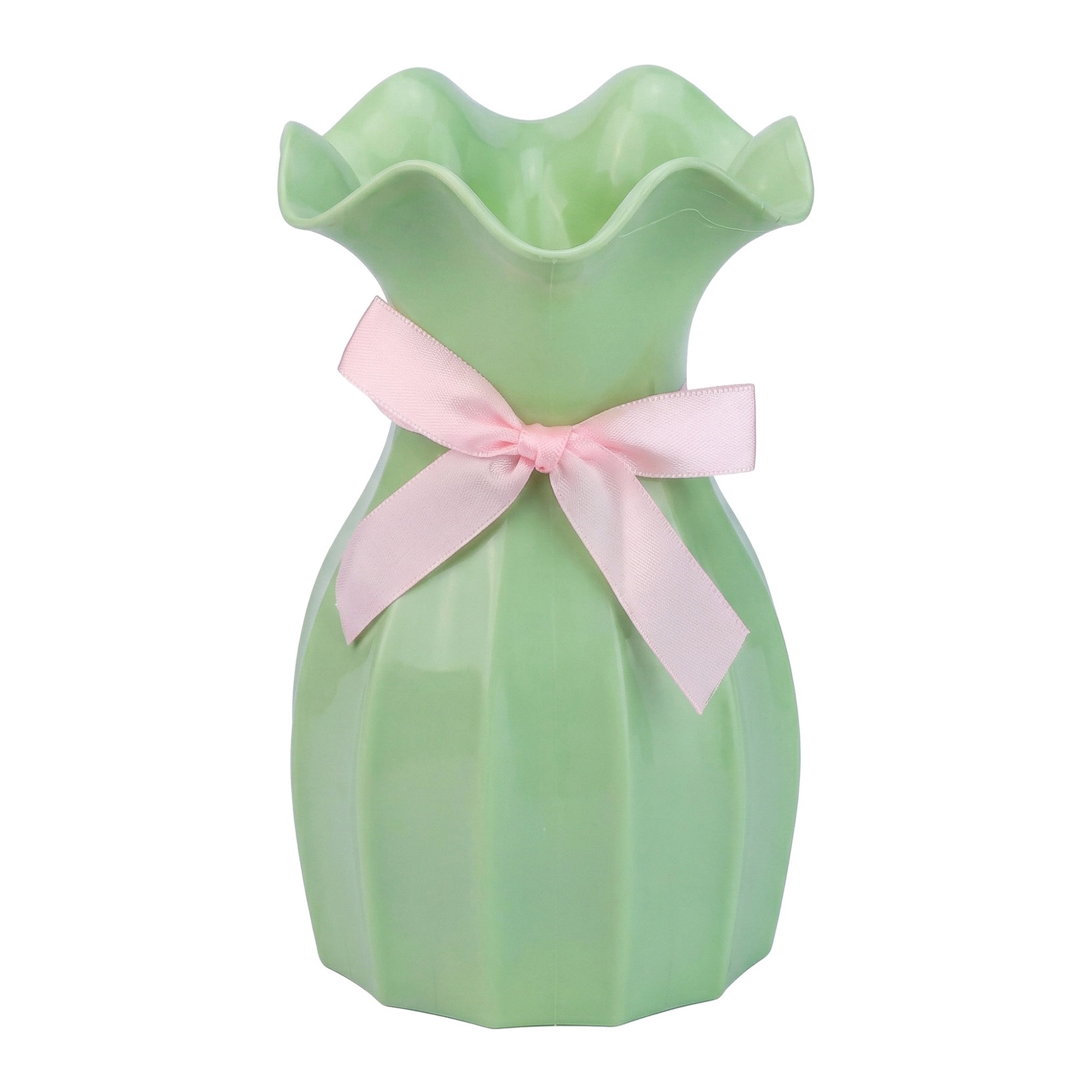 Unique Bargains Geometric Plastic Modern Unbreakable Bud Vase Green 4.1" x 4.1" x 6.3"