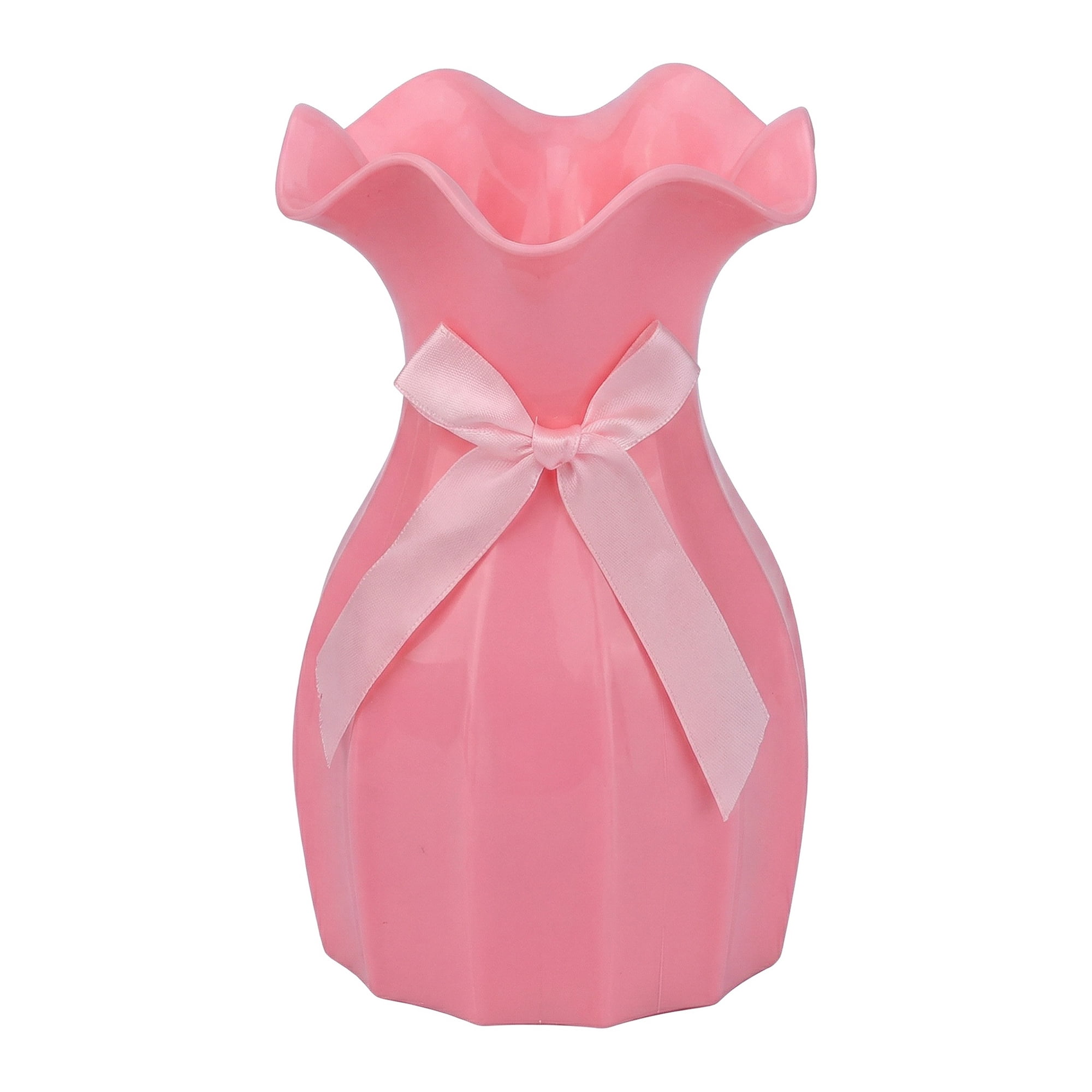 Unique Bargains Geometric Plastic Modern Unbreakable Bud Vase Pink 4.1" x 4.1" x 6.3"