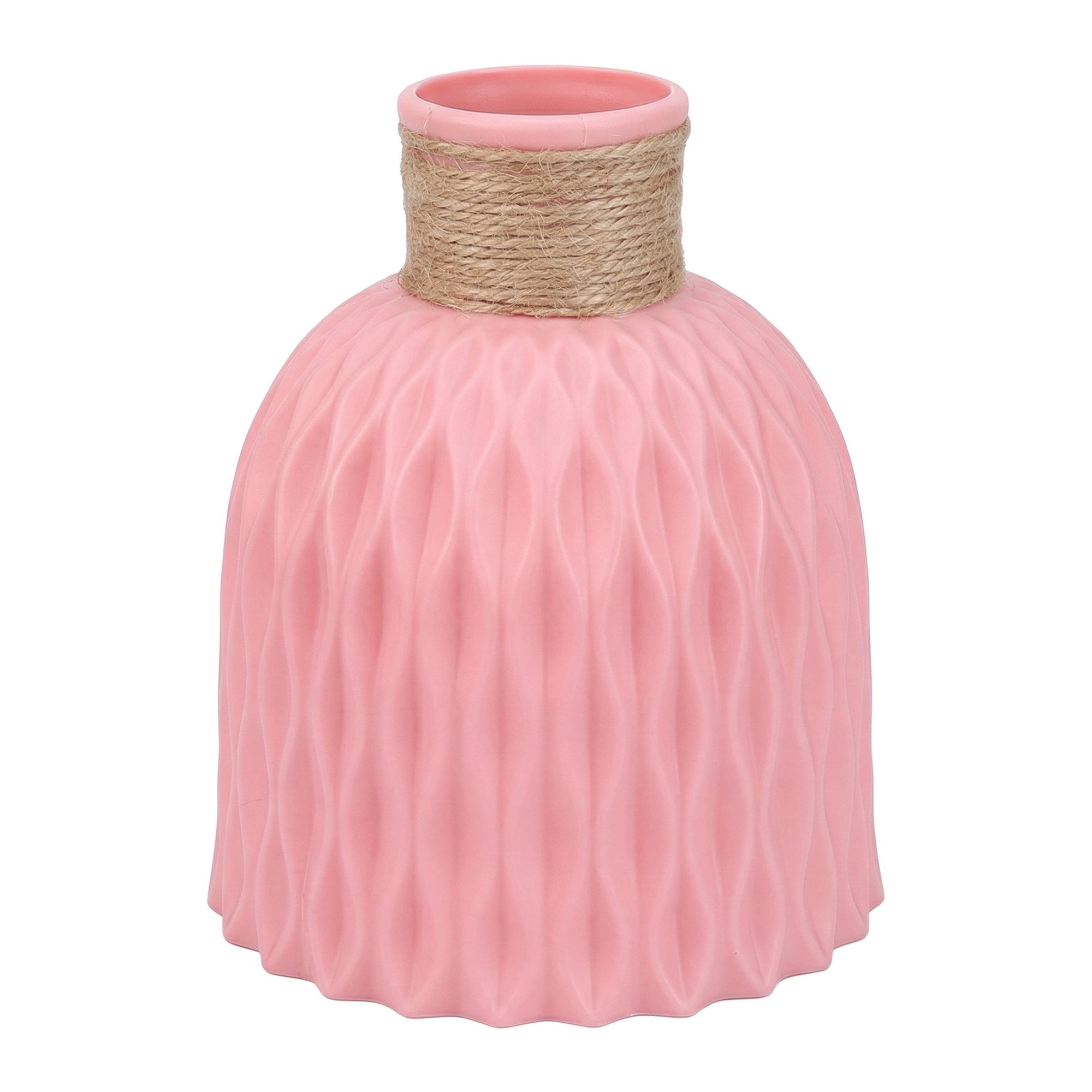 Unique Bargains Geometric Plastic Tall Decorative Bud Vase Pink 4.7" x 4.7" x 5.7"