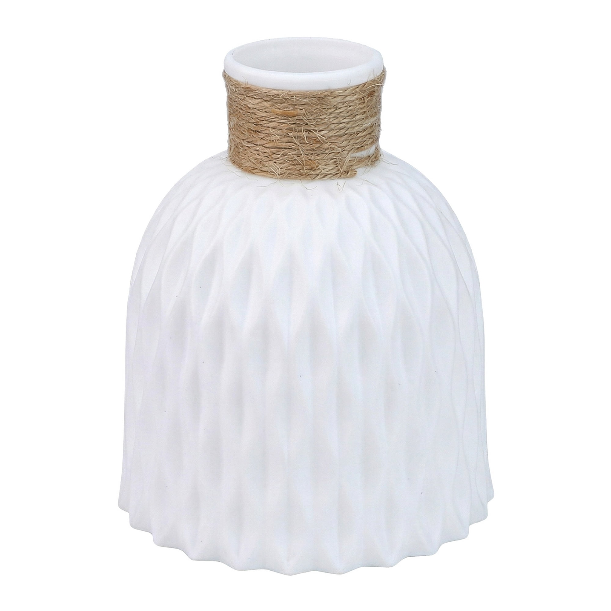 Unique Bargains Geometric Plastic Tall Decorative Bud Vase White 4.7" x 4.7" x 5.7"
