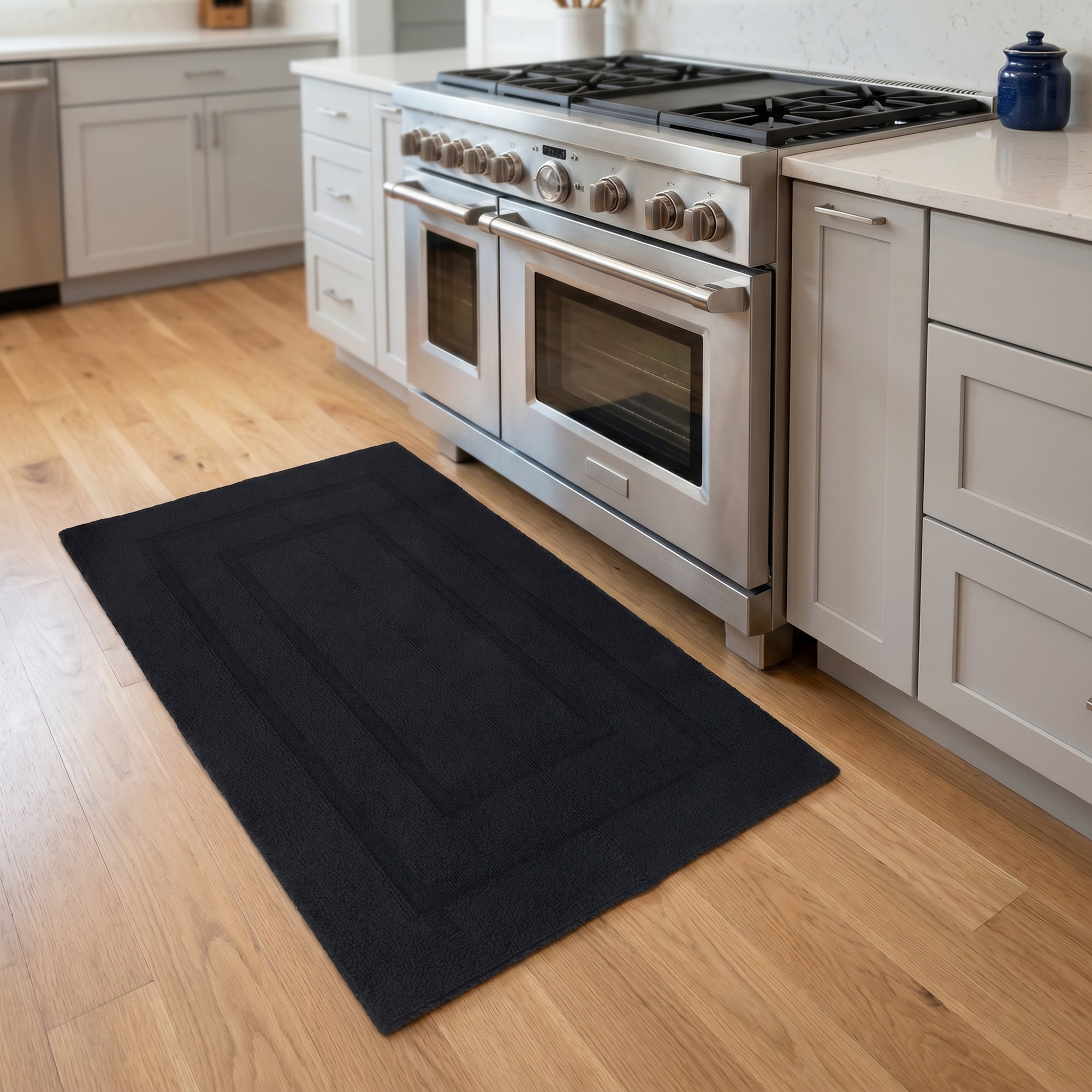 Unique Bargains Geometric Resistant Polypropylene Non Slip Waterproof Mat Black 35" x 24"