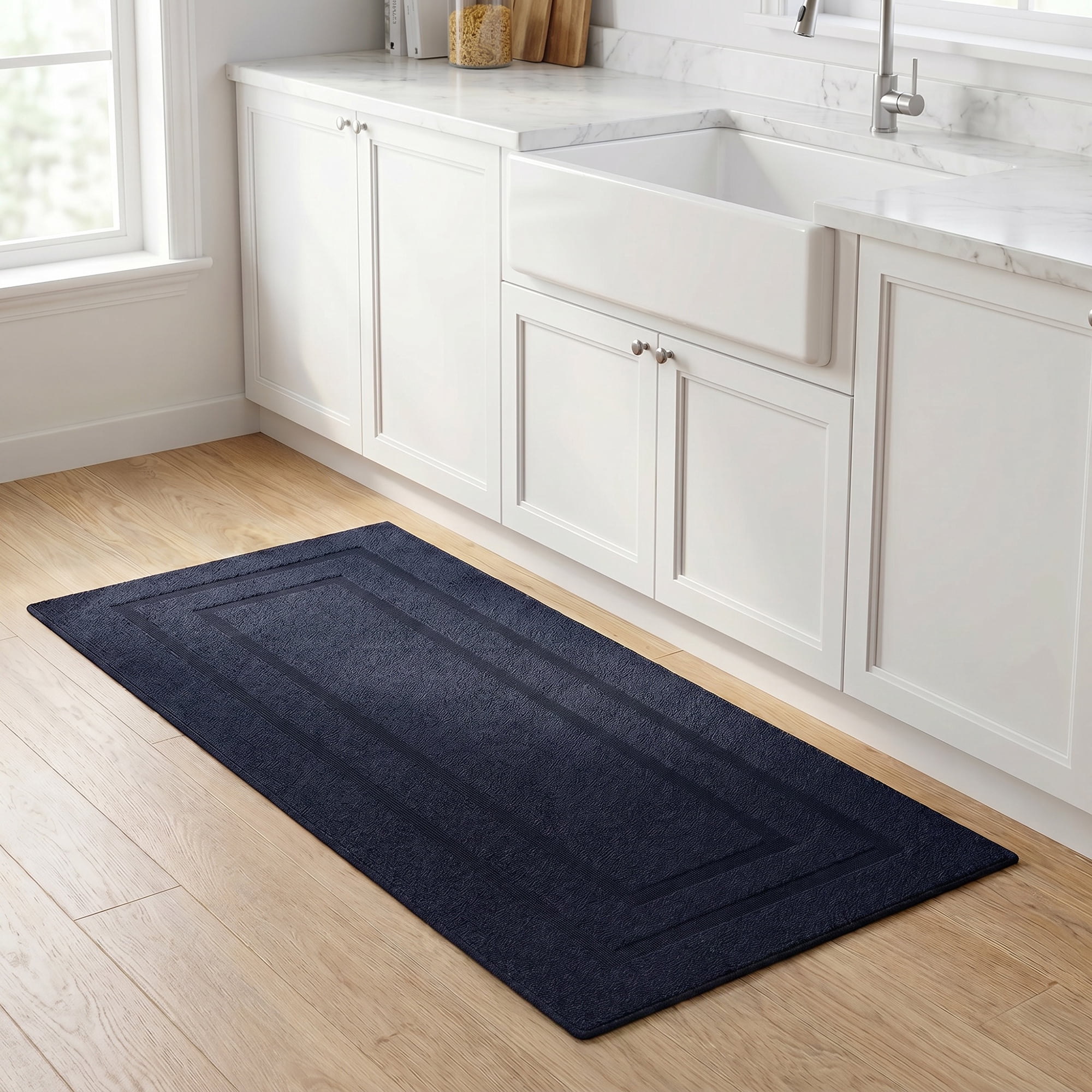 Unique Bargains Geometric Resistant Polypropylene Non Slip Waterproof Mat Black 47" x 20"