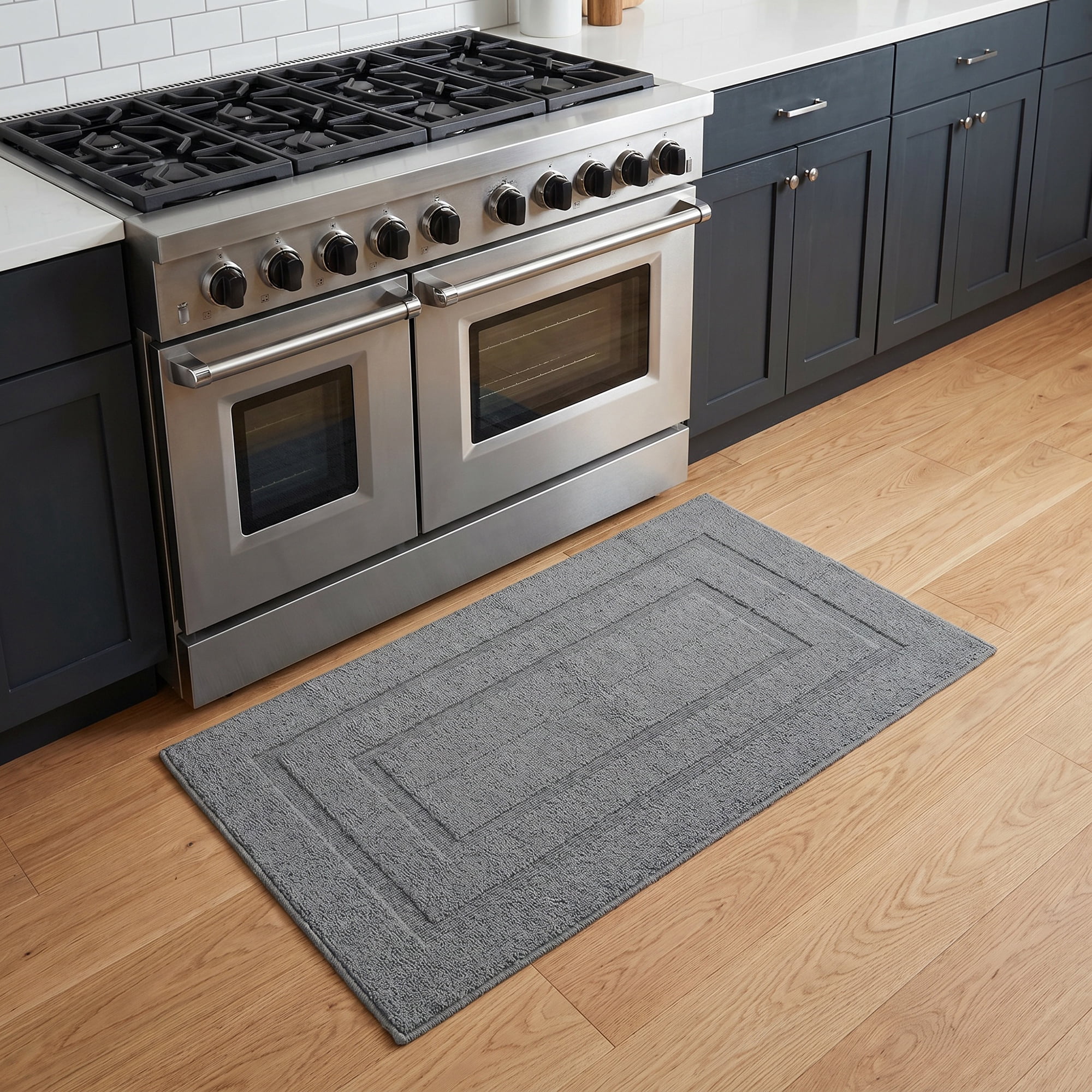 Unique Bargains Geometric Resistant Polypropylene Non Slip Waterproof Mat Grey 35" x 24"