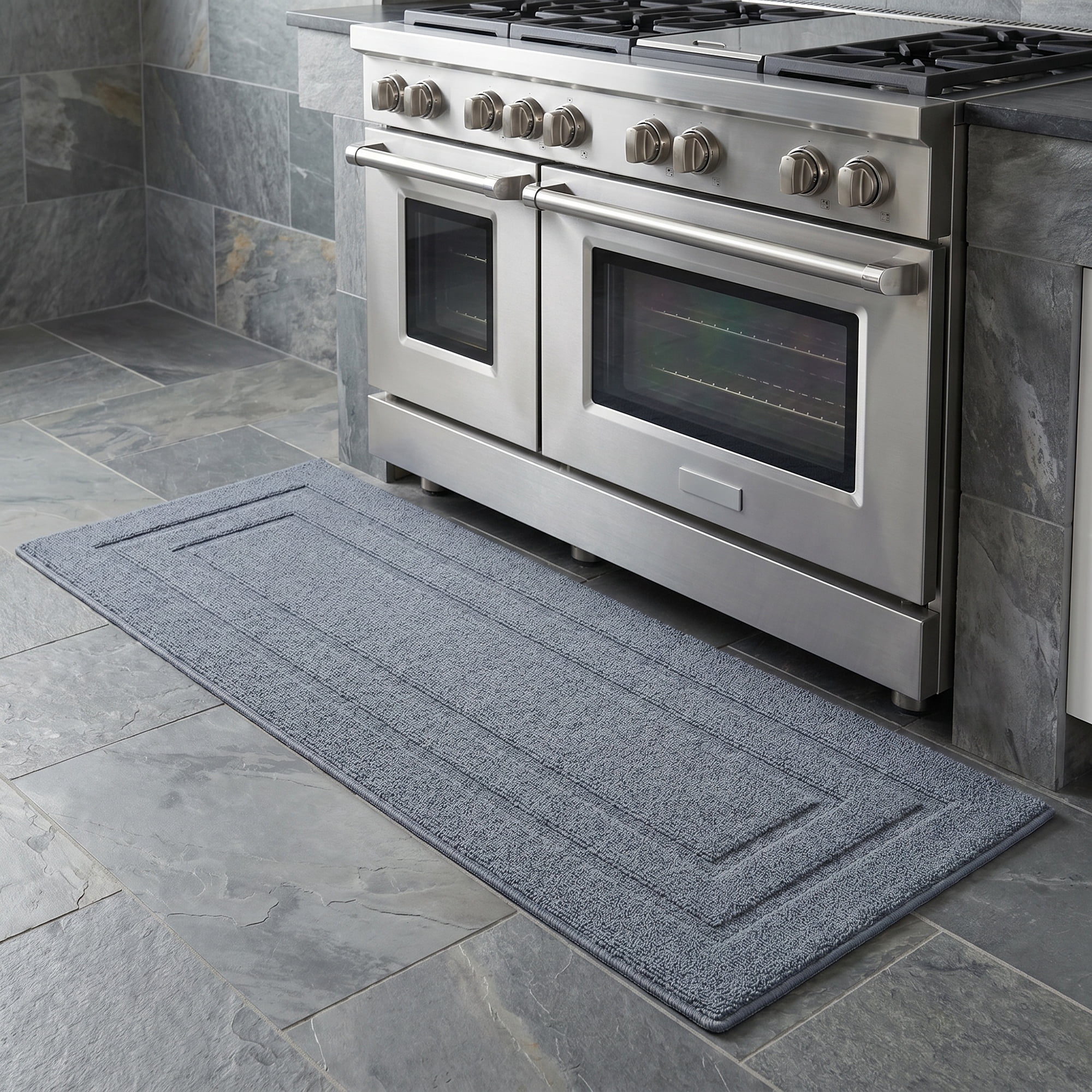 Unique Bargains Geometric Resistant Polypropylene Non Slip Waterproof Mat Grey 47" x 20"