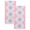 thumbnail image 1 of Unique Bargains Geometric Rhombus Cotton Soft Color Block Hand Towel Pink 2pcs 28" x 13", 1 of 7