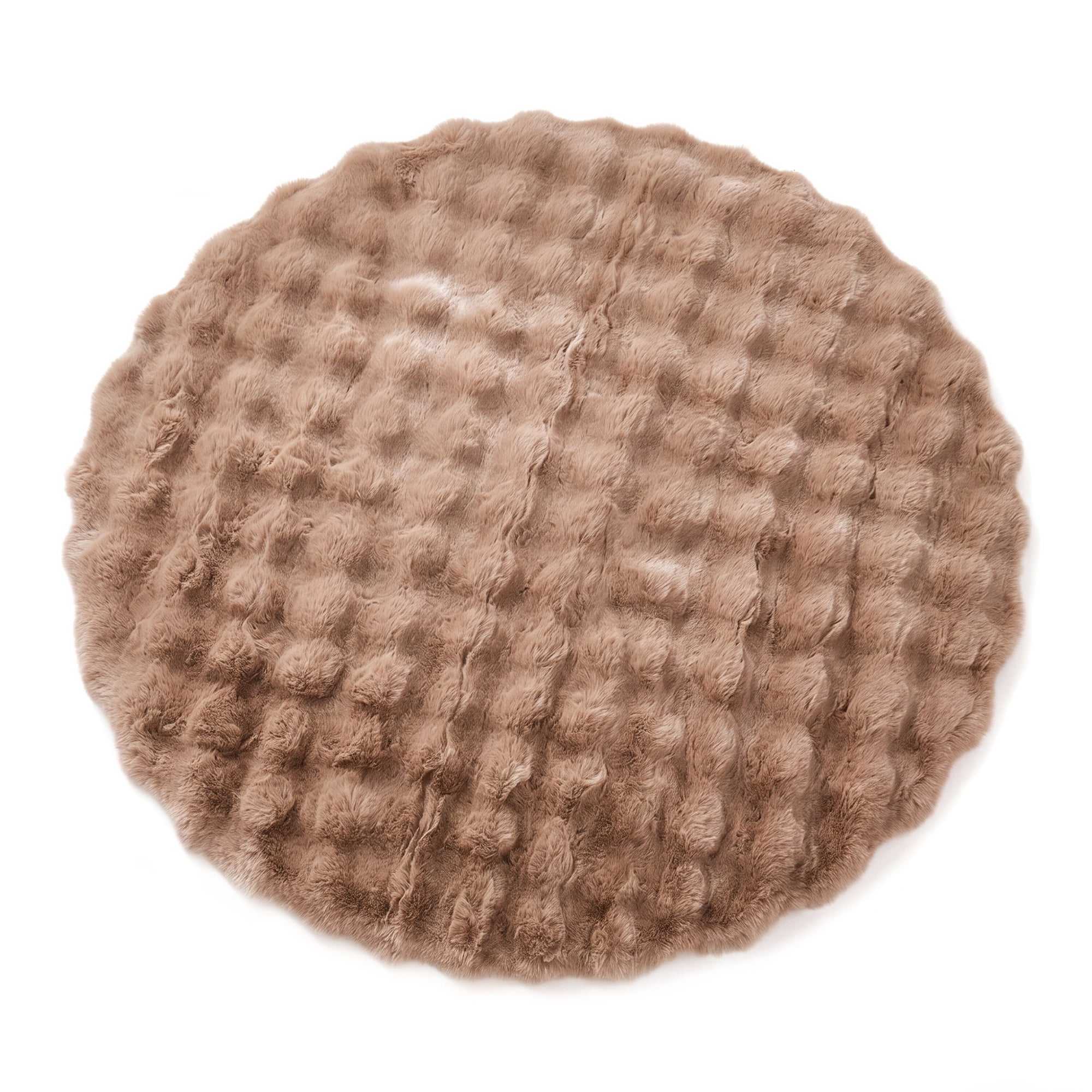 Unique Bargains Modern Geometric Round Area Rug Soft Shaggy Circle Carpet 20" x 20" Khaki
