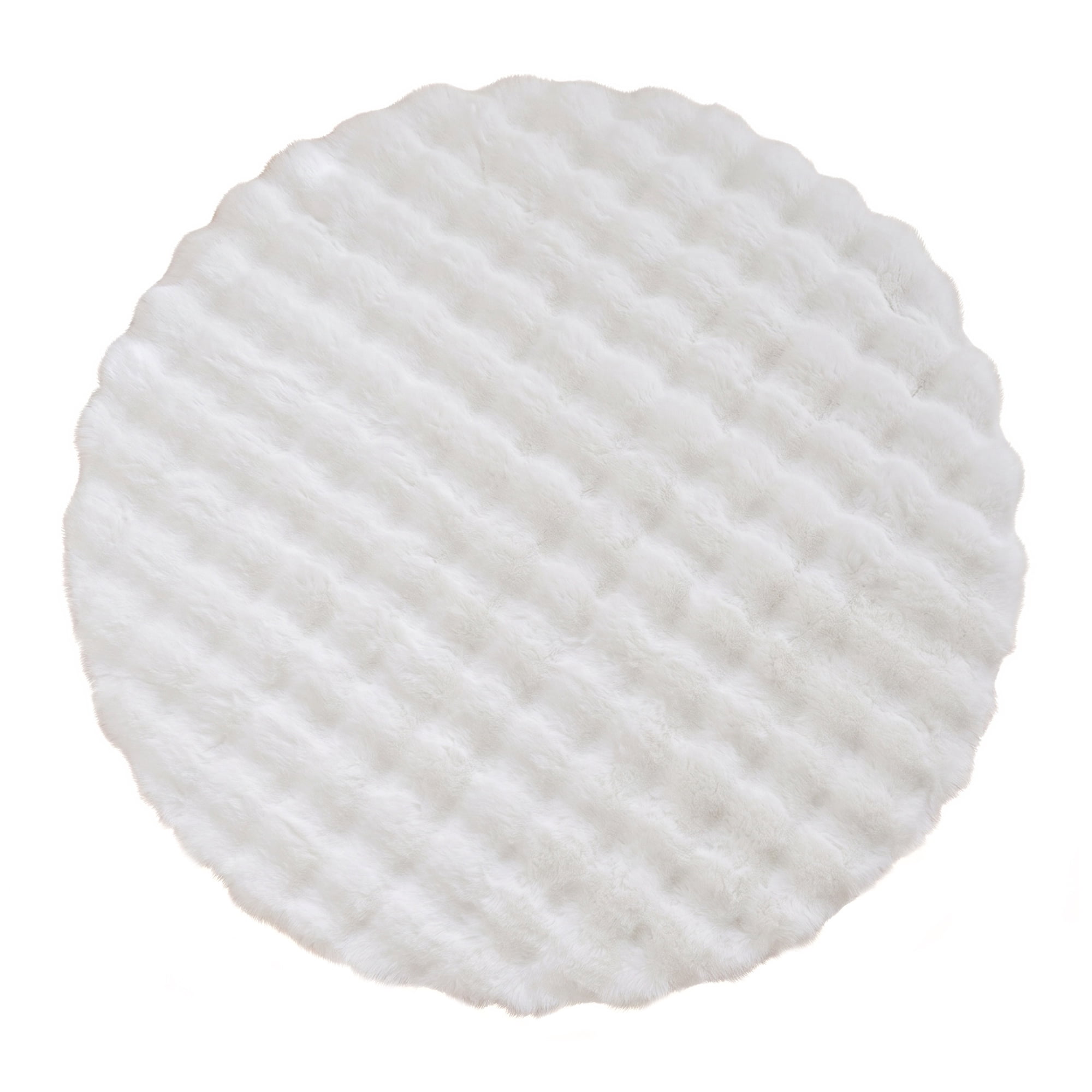 Unique Bargains Modern Geometric Round Area Rug Soft Shaggy Circle Carpet 24" x 24" White