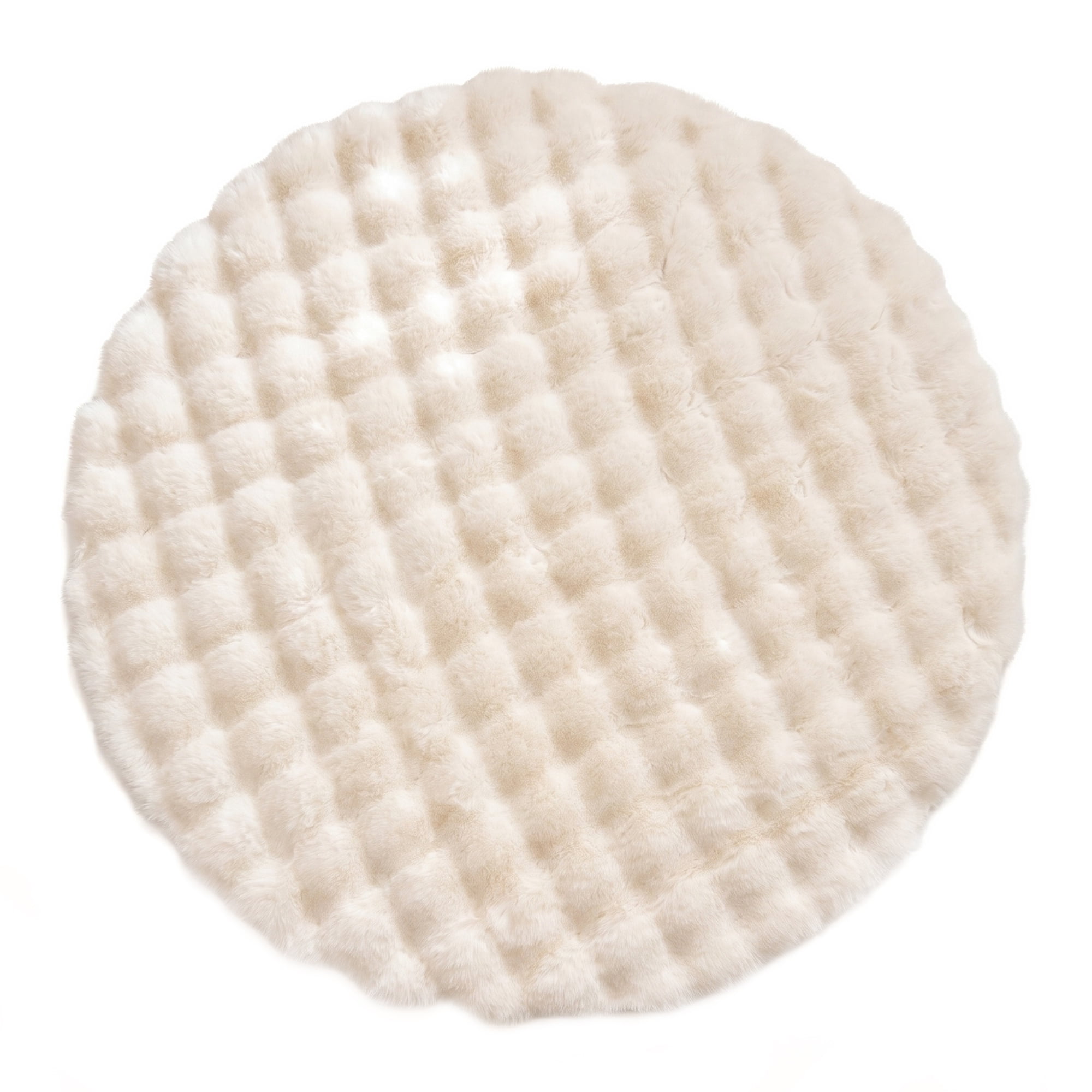 Unique Bargains Modern Geometric Round Area Rug Soft Shaggy Circle Carpet 28" x 28" Beige