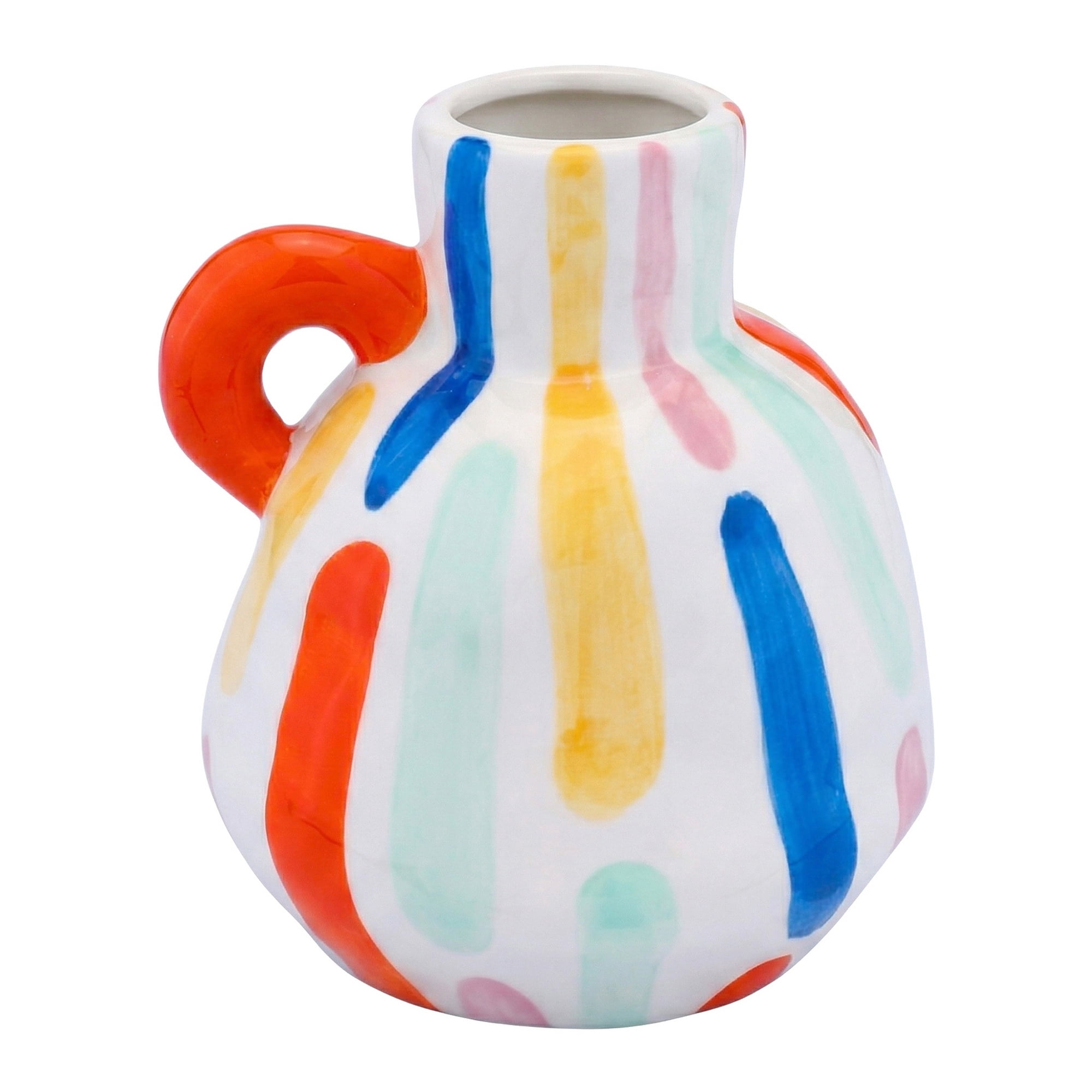 Unique Bargains Geometric Round Ceramic Flower Vase Colorful 4.3"L x 4.3"W x 5.1"H