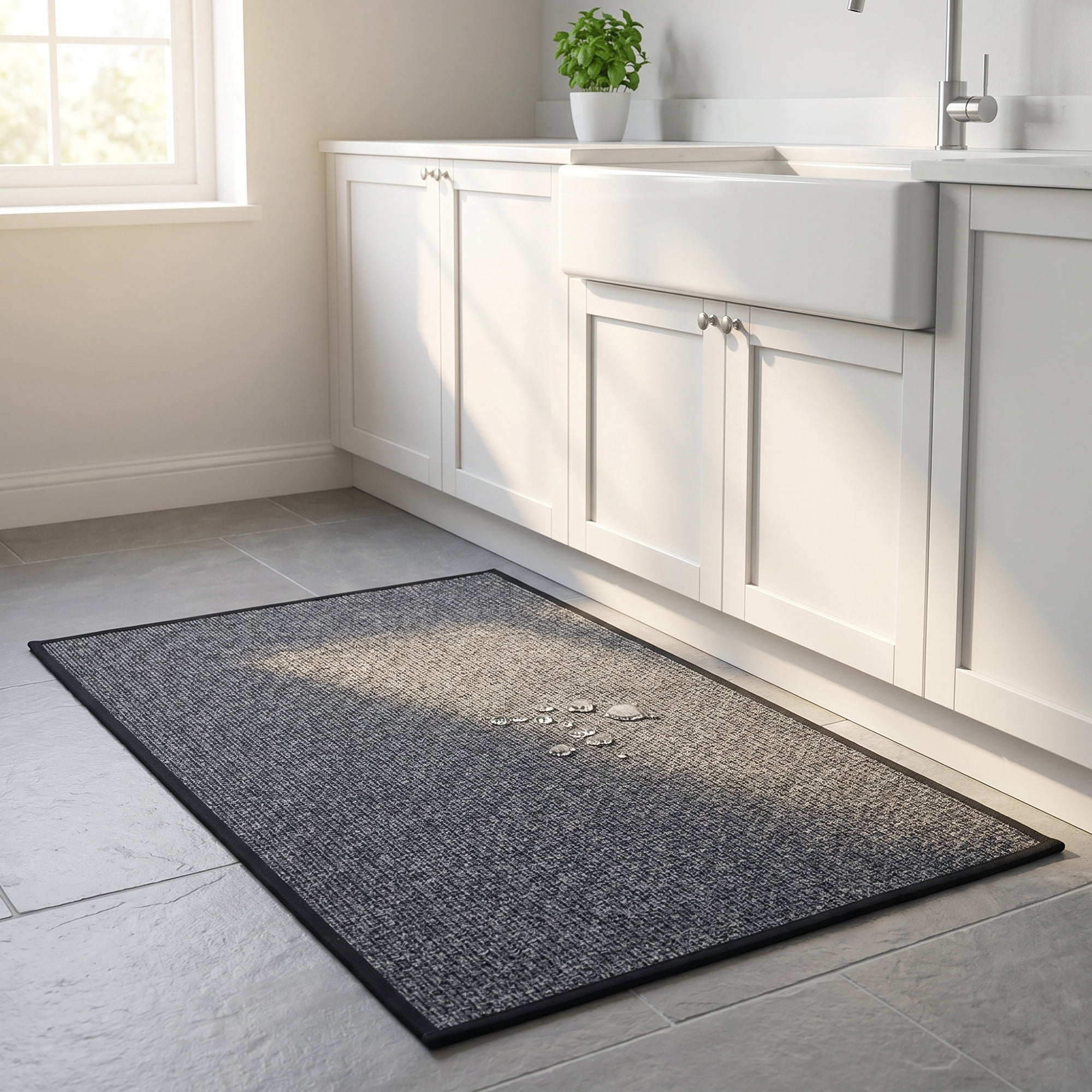 Unique Bargains Geometric Rugs Absorbent Cotton Blend Runner Rug Black Grey 30" x 18"