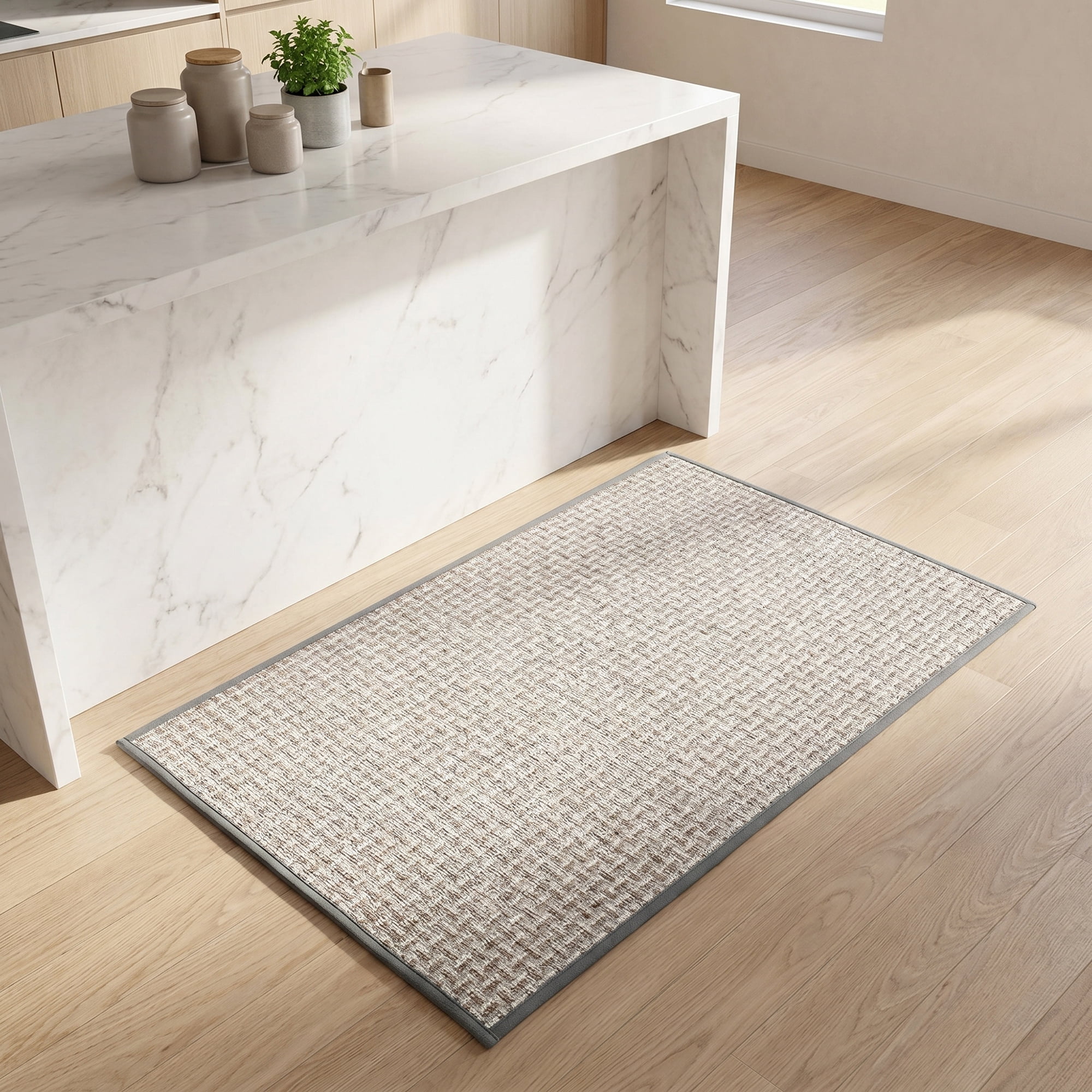 Unique Bargains Geometric Rugs Absorbent Cotton Blend Runner Rug Silver Gray 30" x 18"