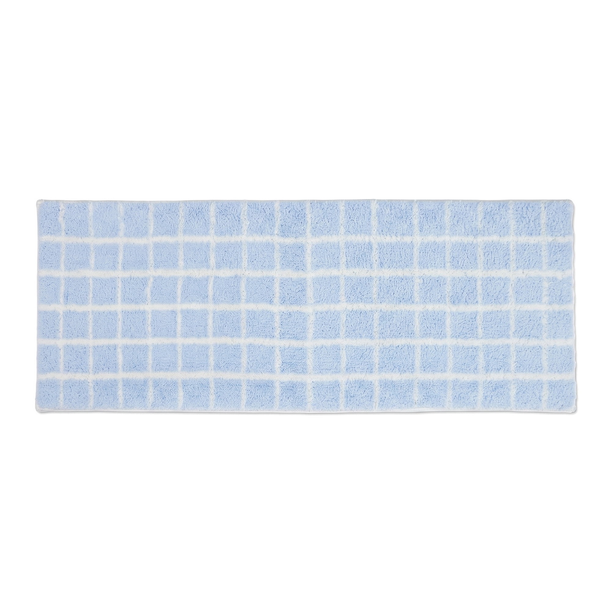 Unique Bargains Geometric Runner Rug Shaggy Bedside Non-Slip Hallway Carpet Blue Plaid