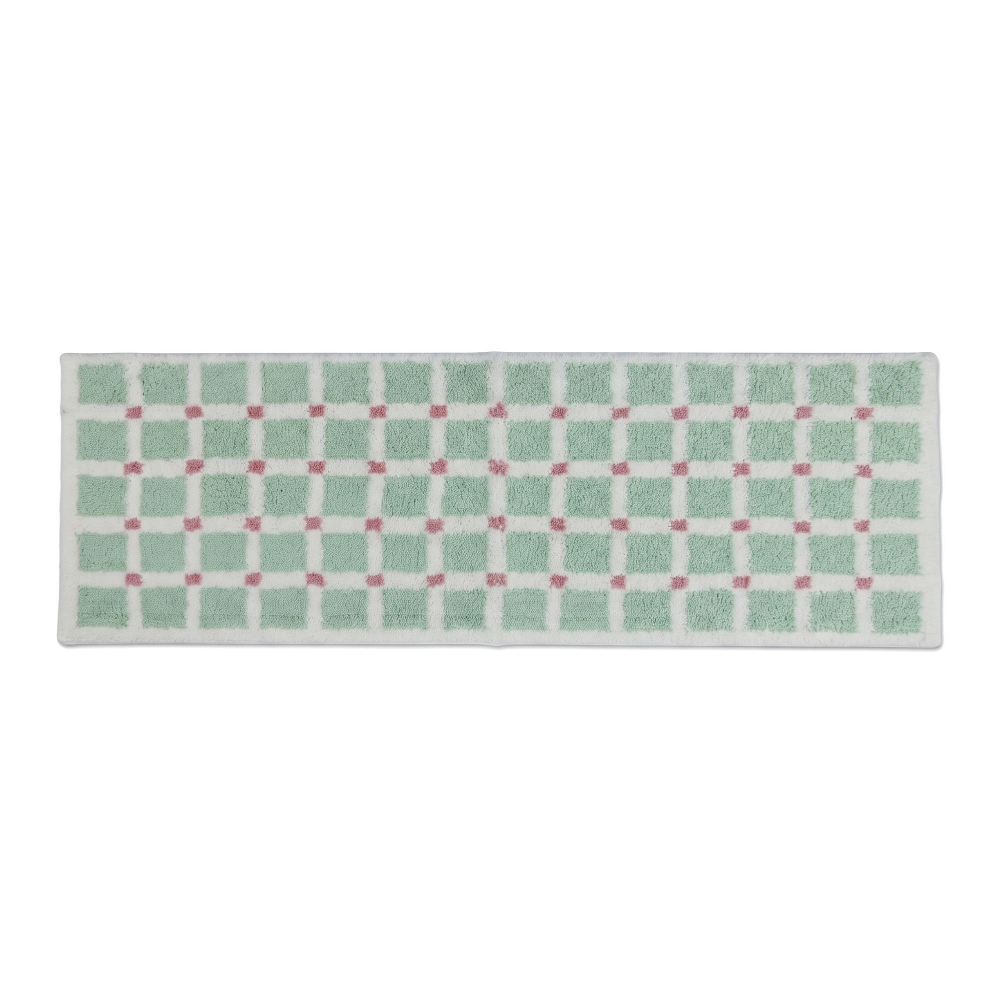 Unique Bargains Geometric Runner Rug Shaggy Bedside Non-Slip Hallway Carpet Green