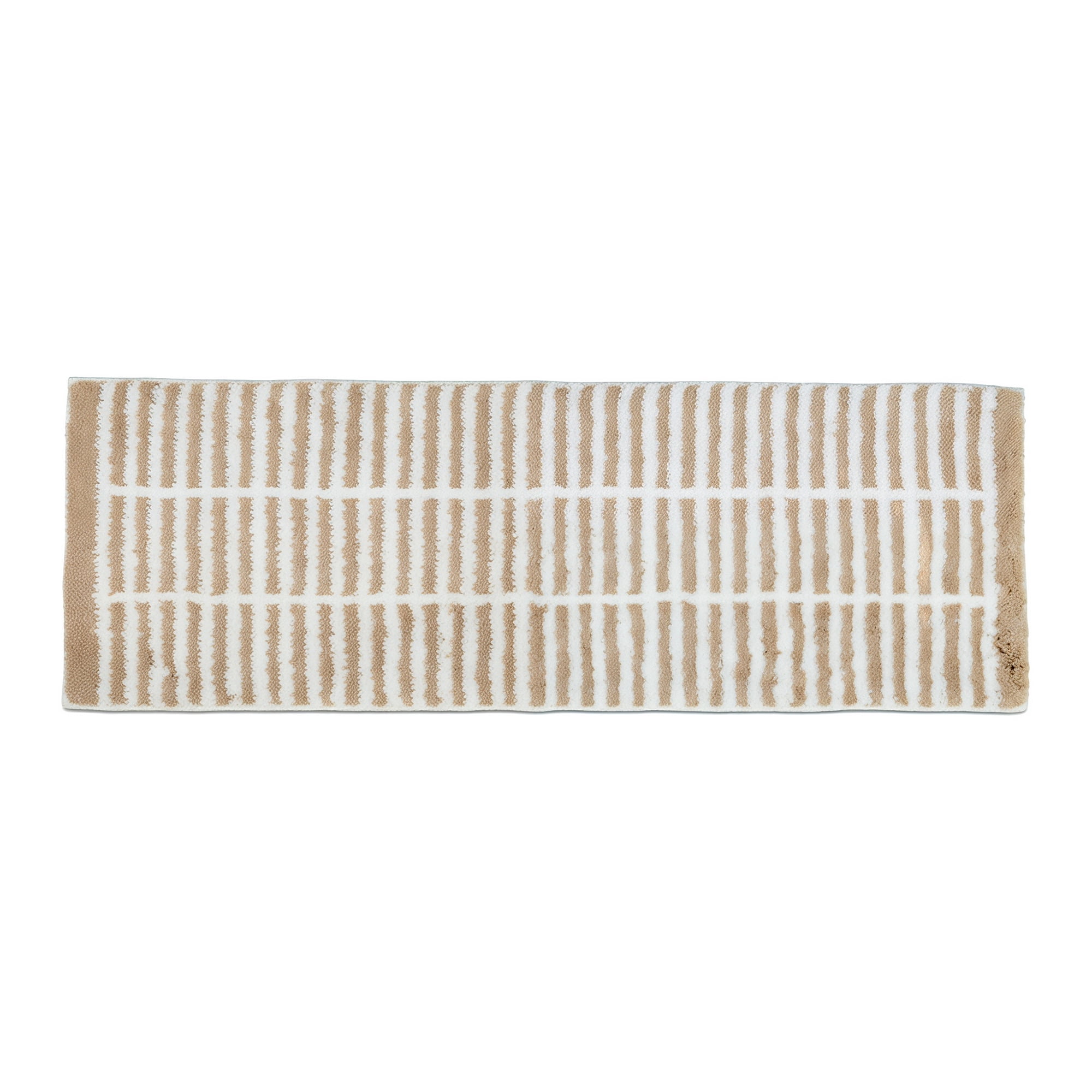 Unique Bargains Geometric Runner Rug Shaggy Bedside Non-Slip Hallway Carpet Khaki Stripe