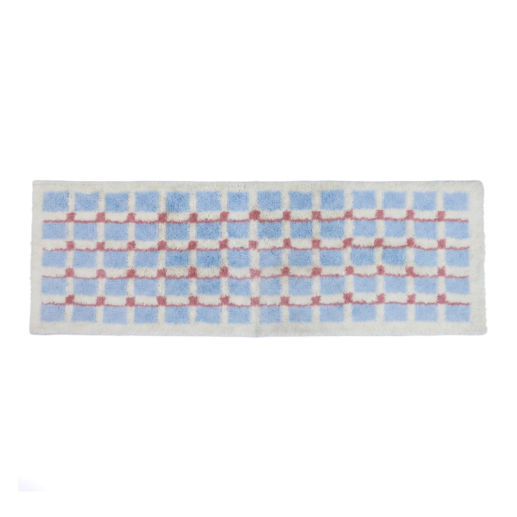 Unique Bargains Geometric Runner Rug Shaggy Bedside Non-Slip Hallway Carpet Light Blue