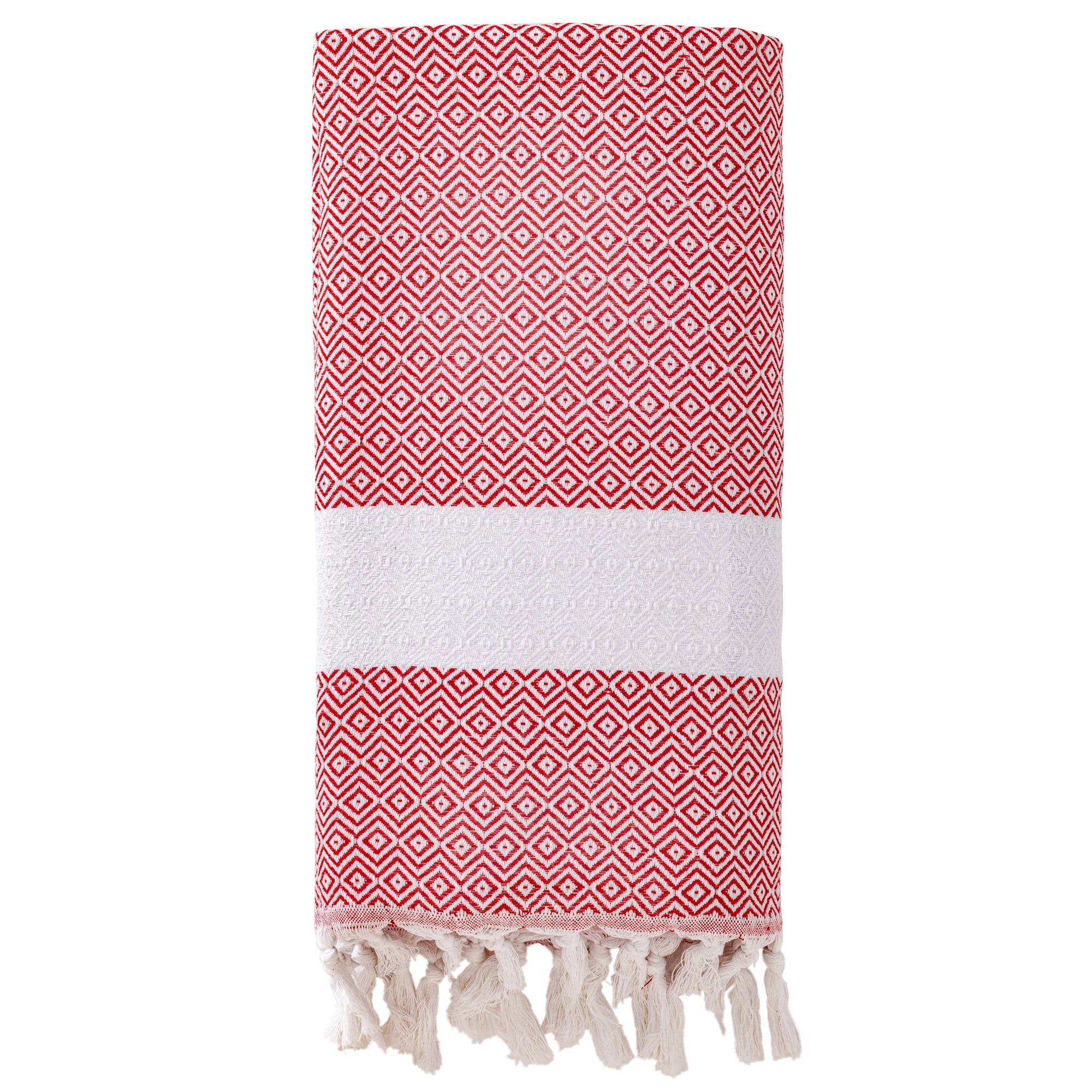 Unique Bargains Geometric Sandproof Quick Dry Turkish Beach Towel Crimson 71" x 40"