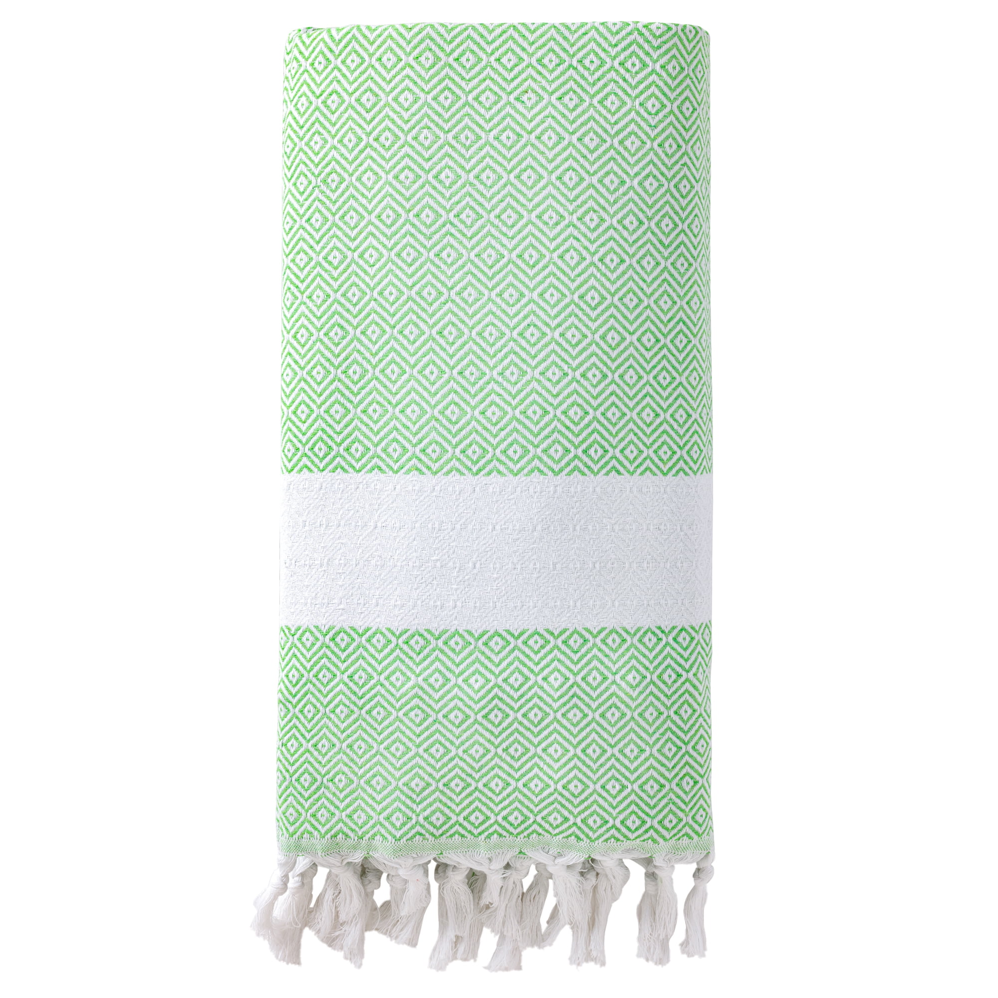 Unique Bargains Geometric Sandproof Quick Dry Turkish Beach Towel Green 71" x 40"