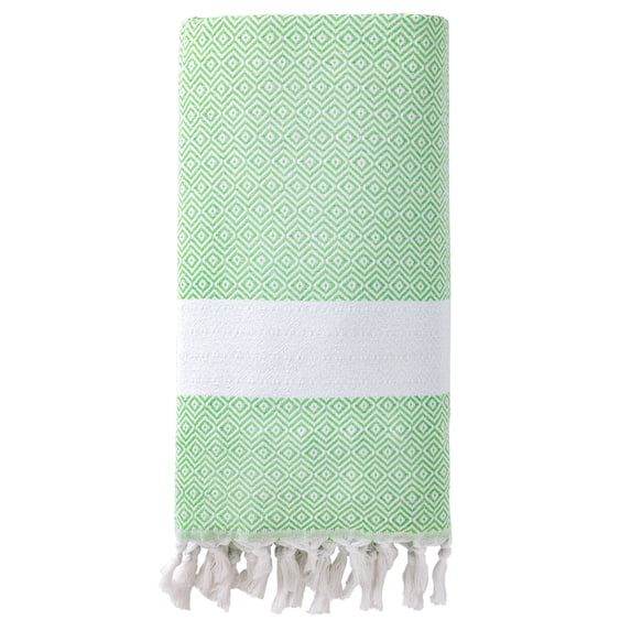 Unique Bargains Geometric Sandproof Quick Dry Turkish Beach Towel Green 71" x 40"