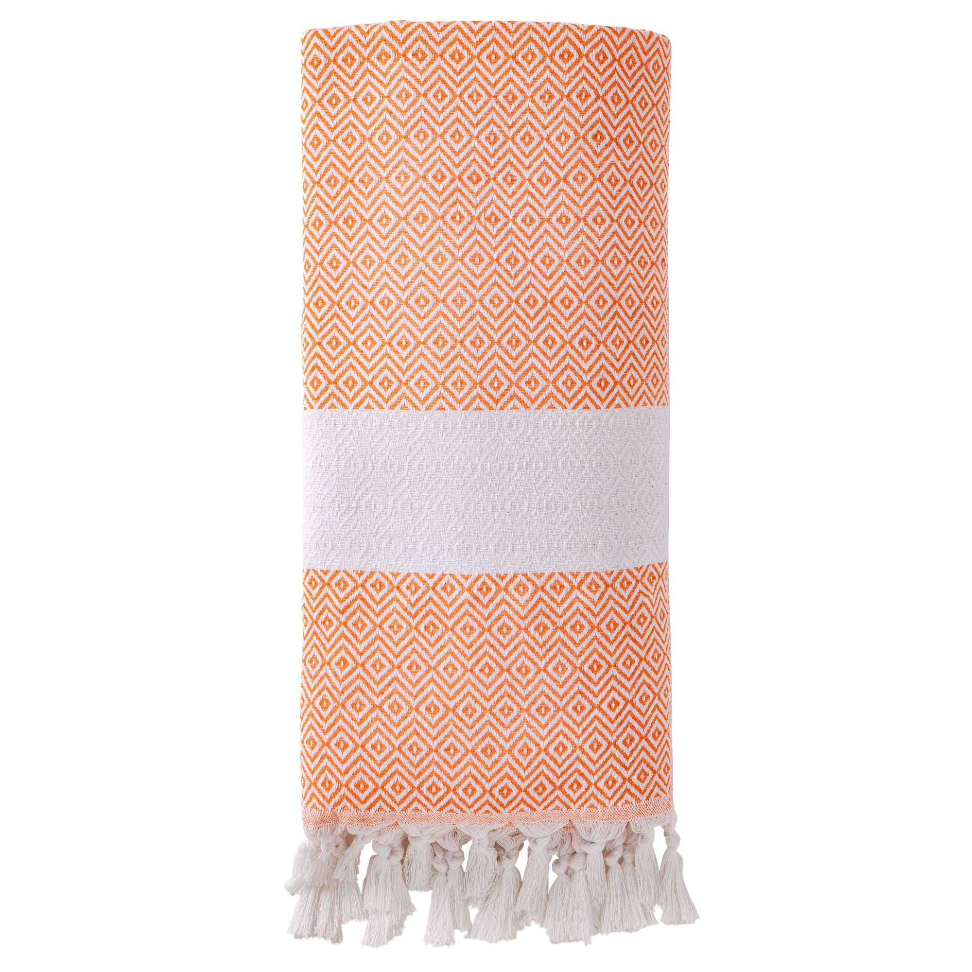Unique Bargains Geometric Sandproof Quick Dry Turkish Beach Towel Orange 71" x 40"