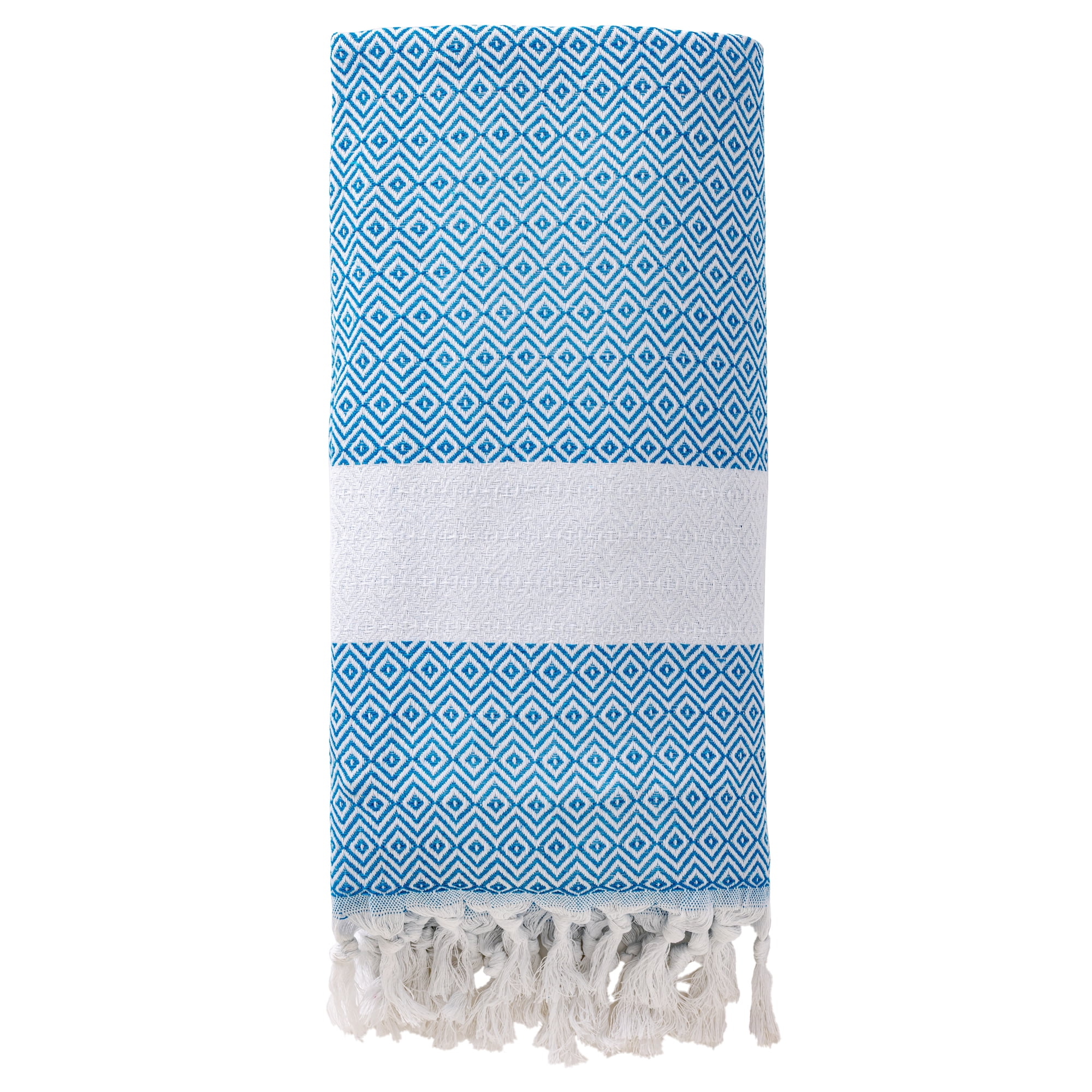 Unique Bargains Geometric Sandproof Quick Dry Turkish Beach Towel Sky Blue 71" x 40"