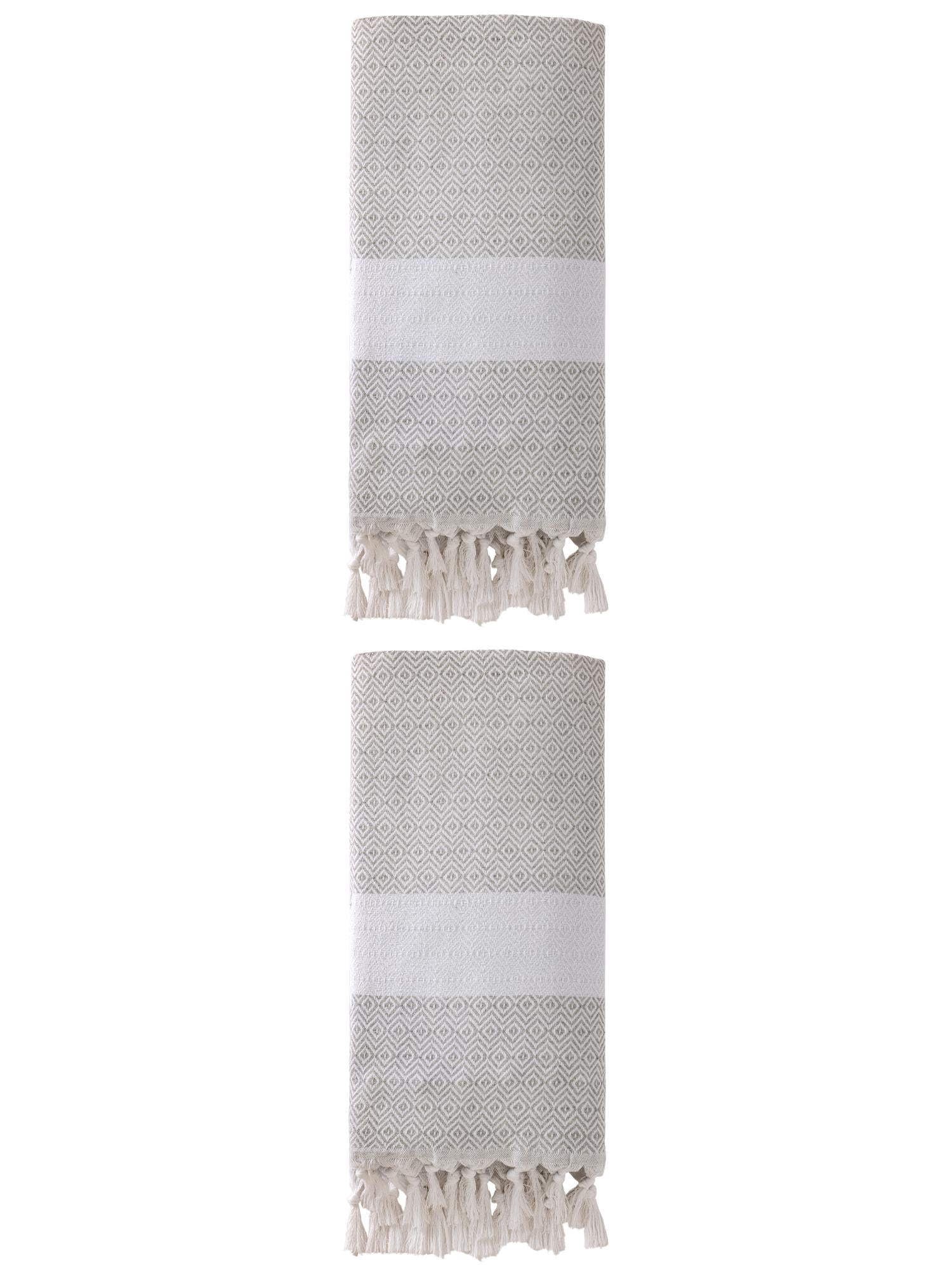 Unique Bargains Geometric Sandproof Quick Dry Turkish Towel Grey 71"x40"