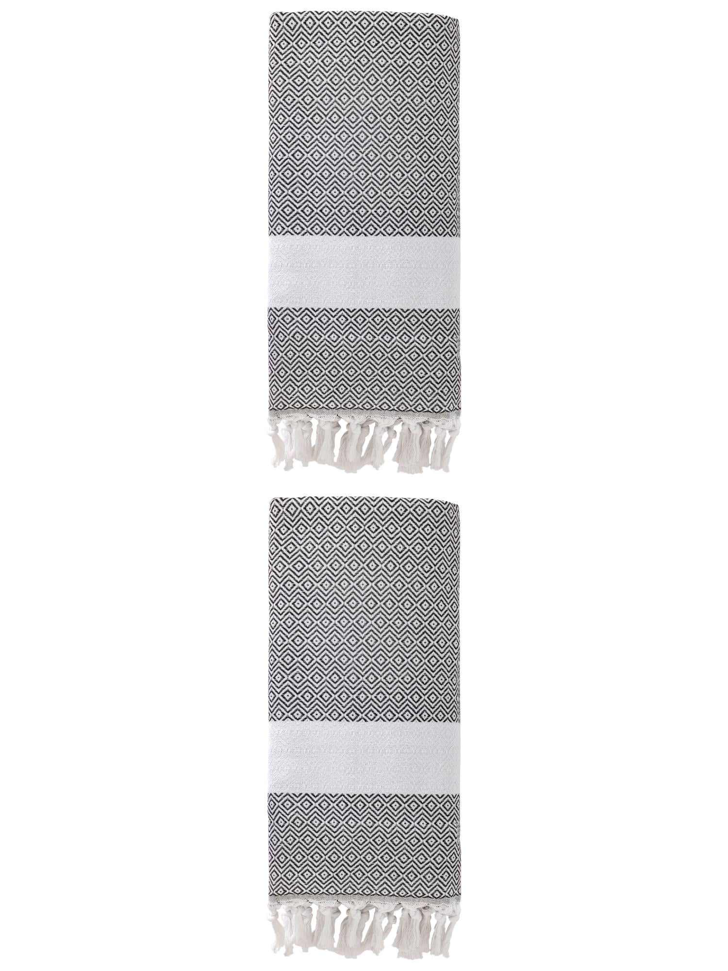 Unique Bargains Geometric Sandproof Turkish Beach Towel Dark Grey 71"x40"