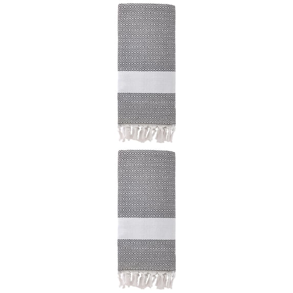 Unique Bargains Geometric Sandproof Turkish Beach Towel Dark Grey 71"x40"