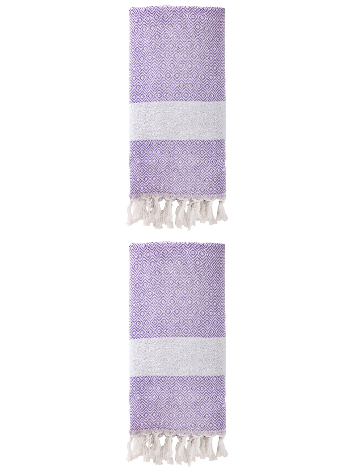 Unique Bargains Geometric Sandproof Turkish Beach Towel Light Purple 71"x40"