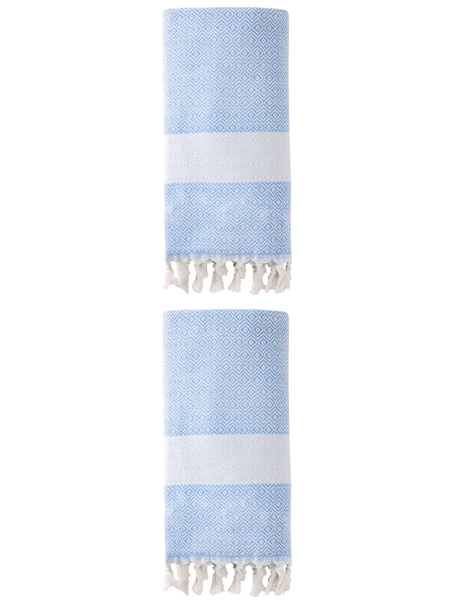 Unique Bargains Geometric Sandproof Turkish Beach Towel Mint Green 71"x40"