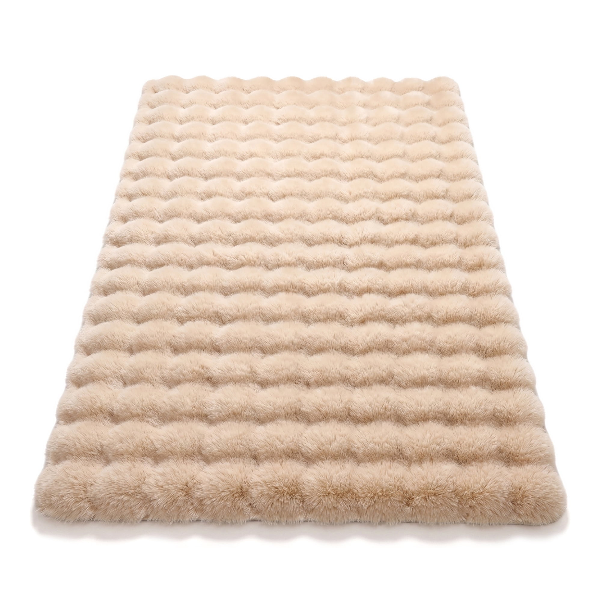 Unique Bargains Geometric Absorbent Shaggy Area Rug Non-Slip Plush Carpet 32" x 20" Khaki