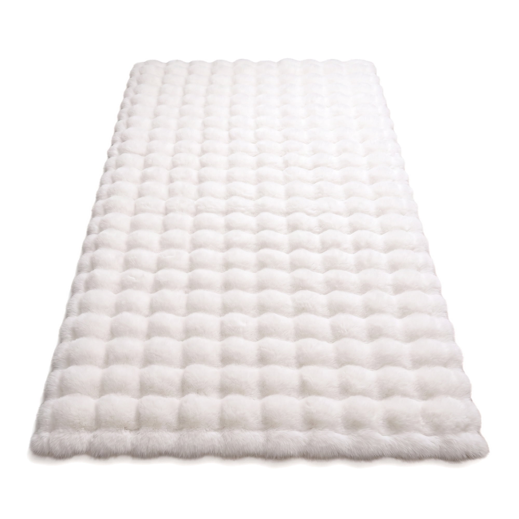 Unique Bargains Geometric Absorbent Shaggy Area Rug Non-Slip Plush Carpet 32" x 20" White