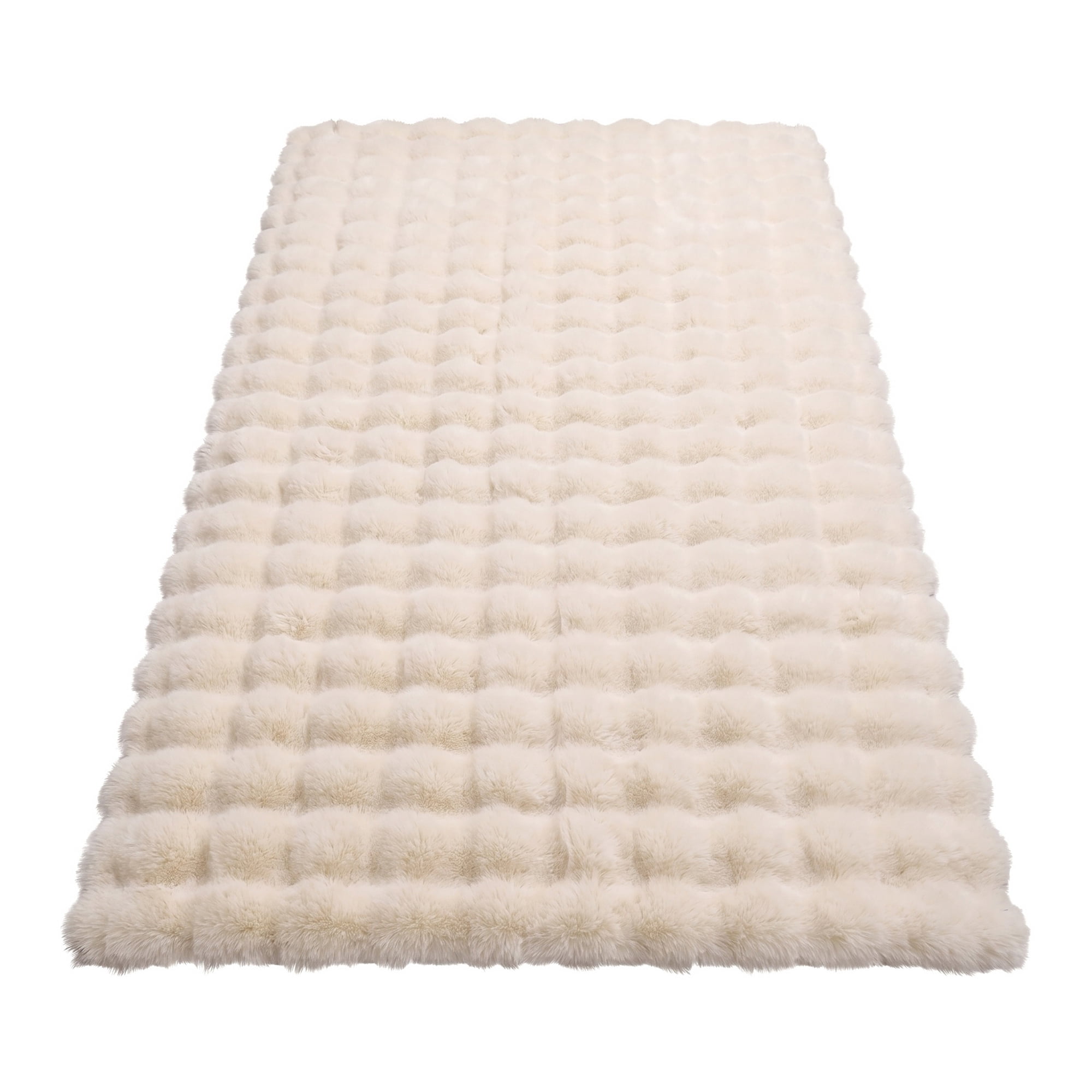 Unique Bargains Geometric Absorbent Shaggy Area Rug Non-Slip Plush Carpet 35" x 24" Beige