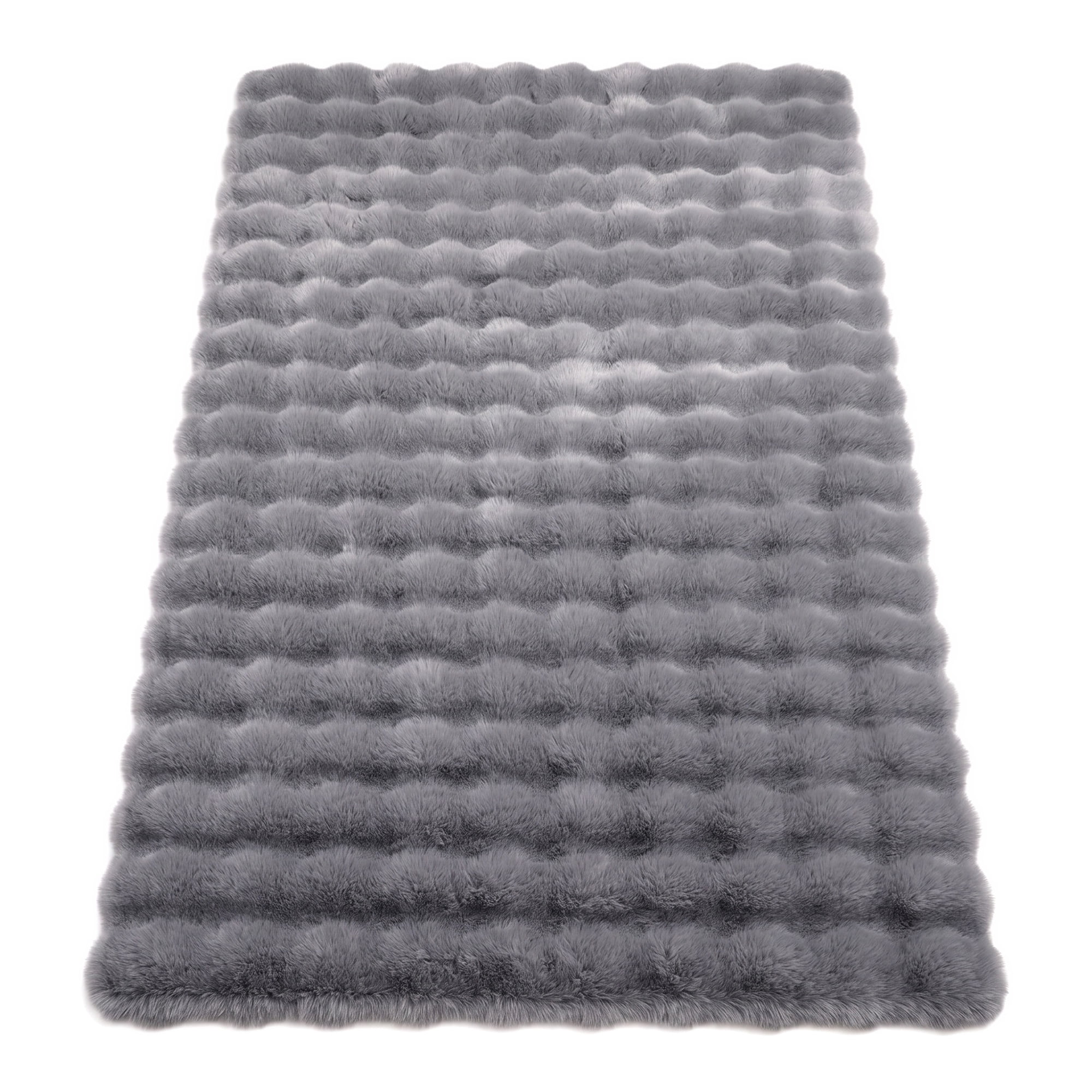 Unique Bargains Geometric Absorbent Shaggy Area Rug Non-Slip Plush Carpet 35" x 24" Gray
