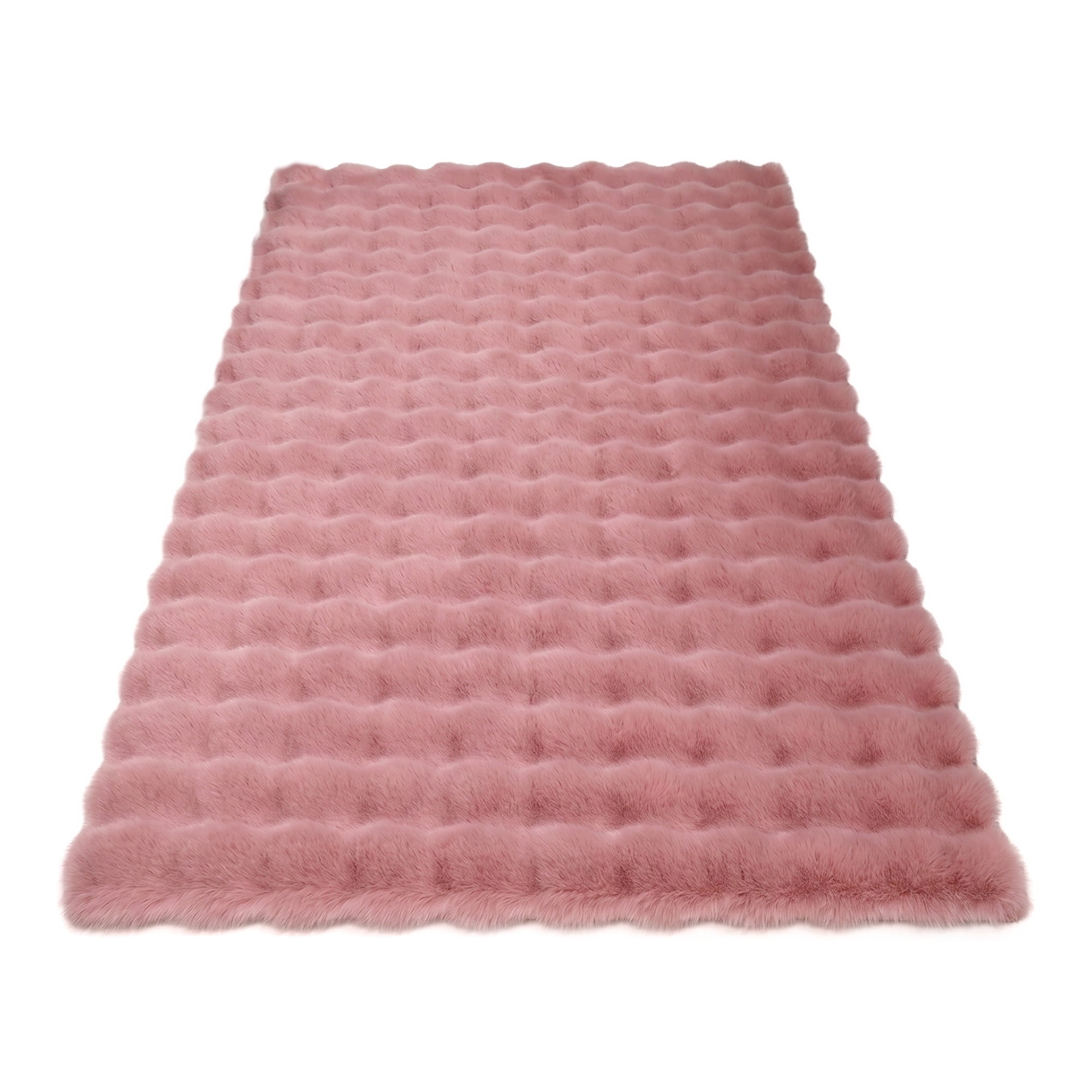 Unique Bargains Geometric Absorbent Shaggy Area Rug Non-Slip Plush Carpet 35" x 24" Pink