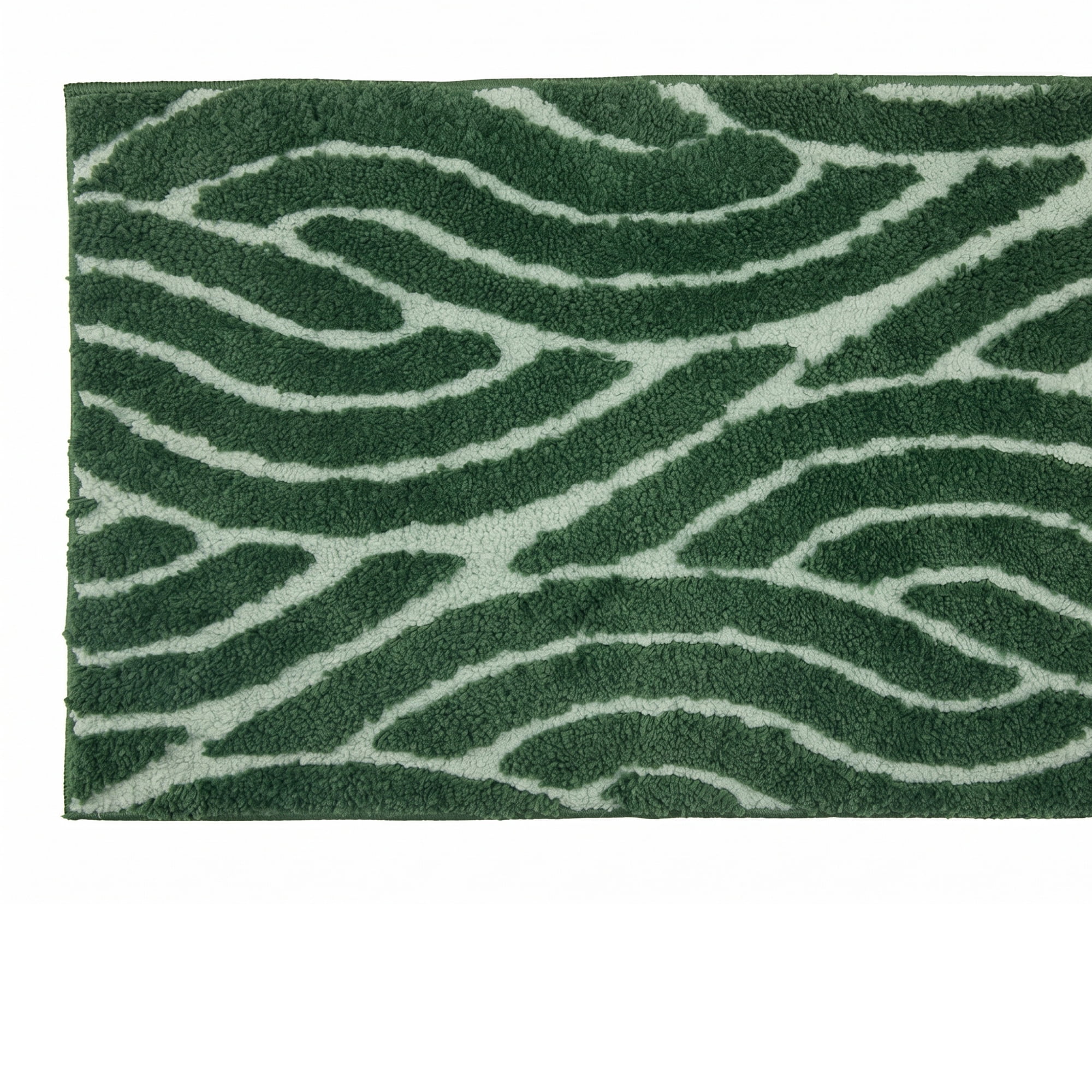 Unique Bargains Geometric Soft Microfiber 3D Textured Plush Bath Mat Dark Green 32" x 20"