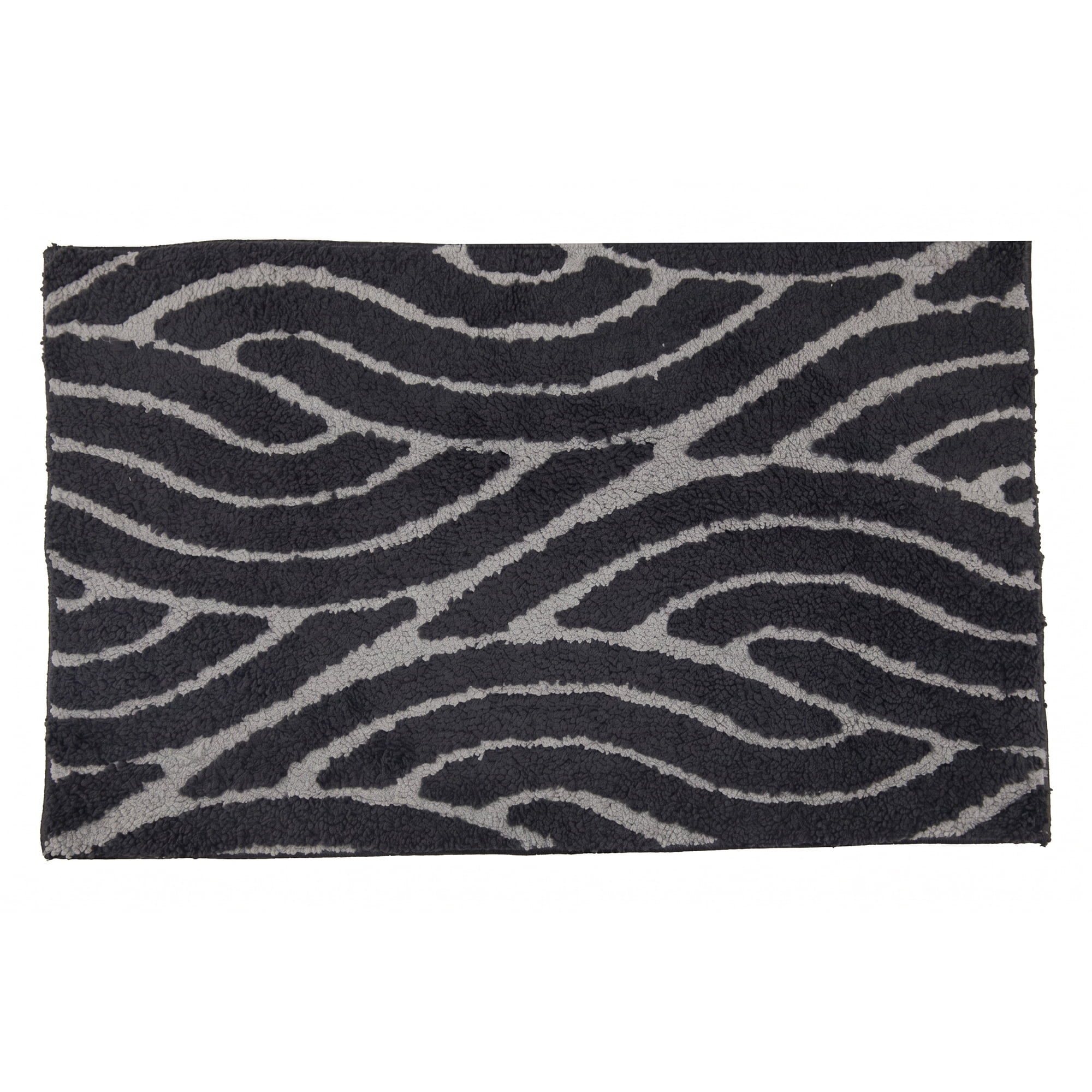 Unique Bargains Geometric Soft Microfiber 3D Textured Plush Bath Mat Gray 24" x 16"