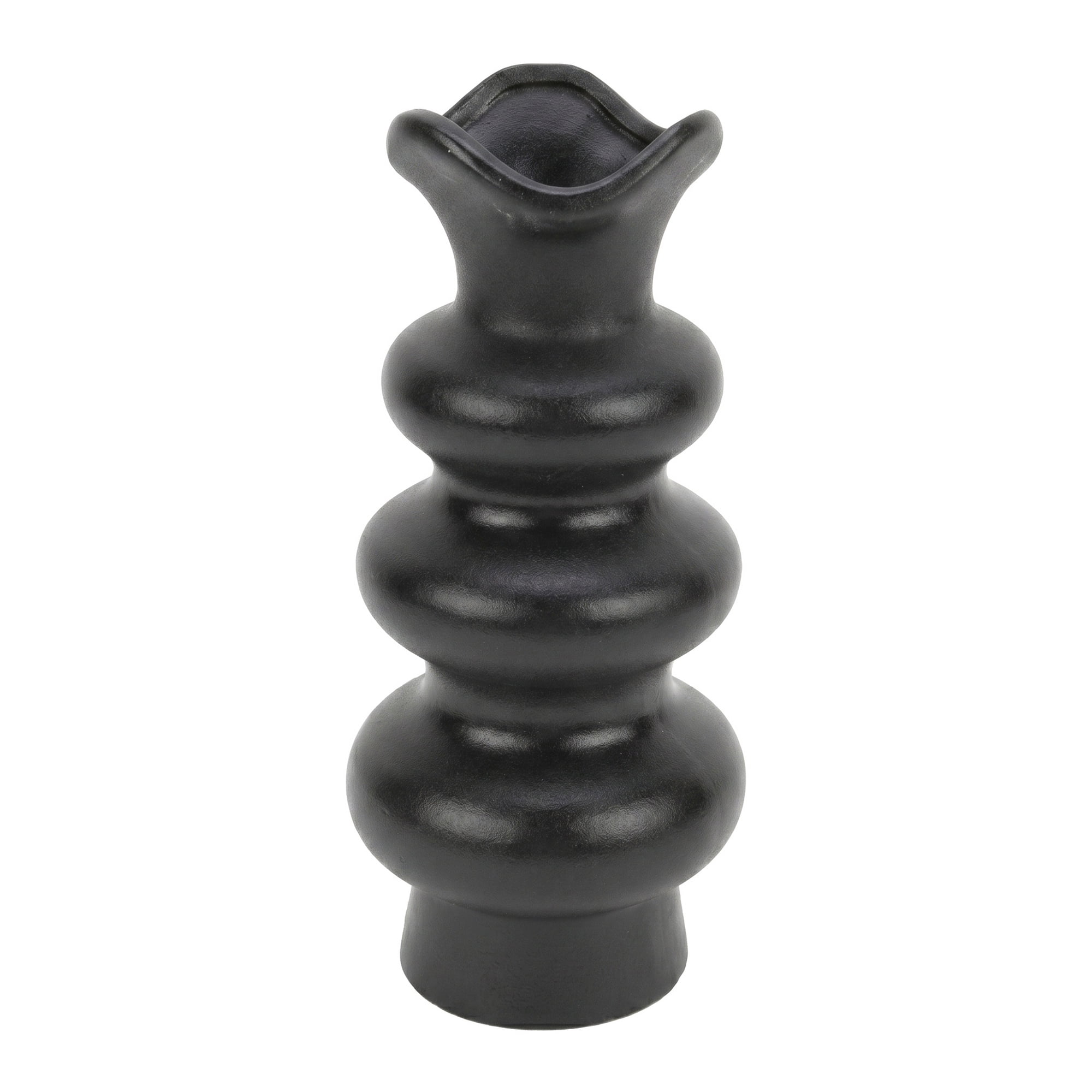 Unique Bargains Geometric Tiered Ceramic Sculptural Flower Vase Black 3.9"x 3.9"x 8.3"