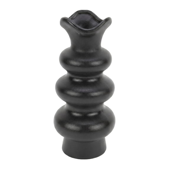 Unique Bargains Geometric Tiered Ceramic Sculptural Flower Vase Black 3.9"x 3.9"x 8.3"