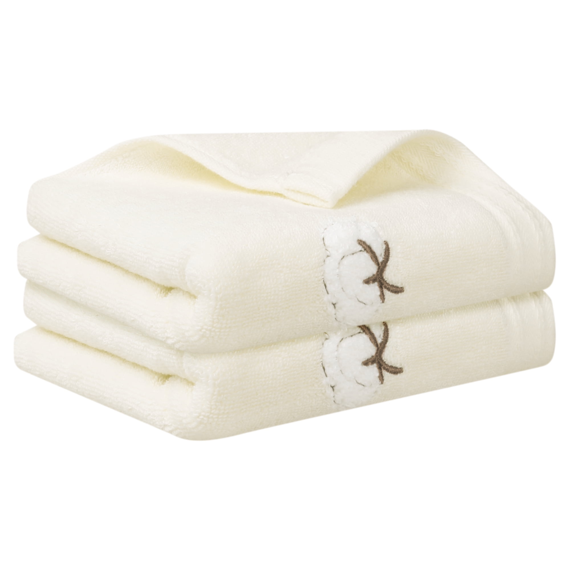 Unique Bargains Geometric Washcloths Set Cotton Bath Towels Low Lint Beige