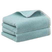 Unique Bargains Geometric Washcloths Set Cotton Bath Towels Low Lint Blue 2