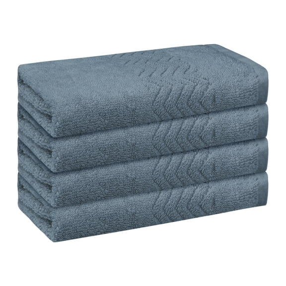 Unique Bargains Geometric Washcloths Set Cotton Bath Towels Low Lint Dark Blue 4