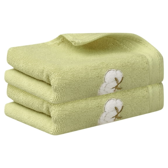 Unique Bargains Geometric Washcloths Set Cotton Bath Towels Low Lint Green