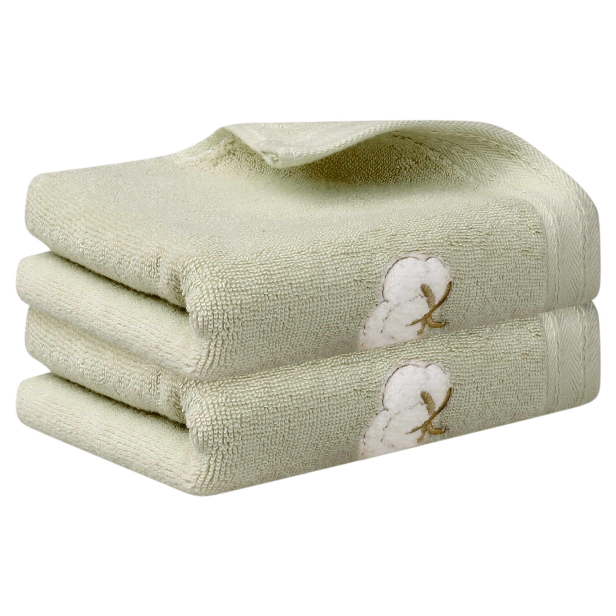 Unique Bargains Geometric Washcloths Set Cotton Bath Towels Low Lint Khaki