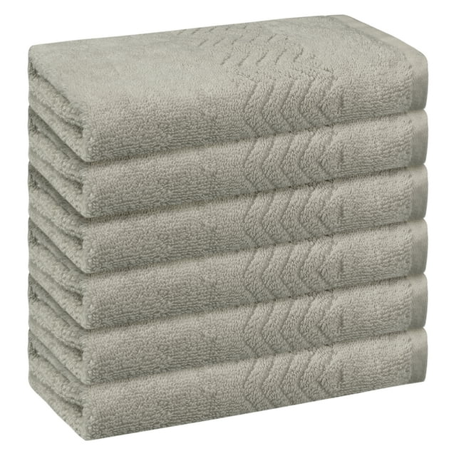 Unique Bargains Geometric Washcloths Set Cotton Bath Towels Low Lint Light Brown 6