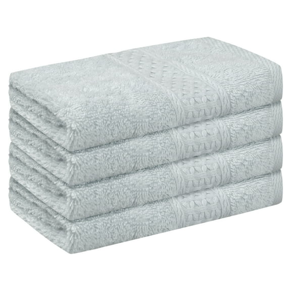 Unique Bargains Geometric Washcloths Set Cotton Bath Towels Low Lint Light Grey 4
