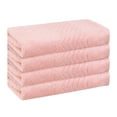 thumbnail image 1 of Unique Bargains Geometric Washcloths Set Cotton Bath Towels Low Lint Pink 4, 1 of 7