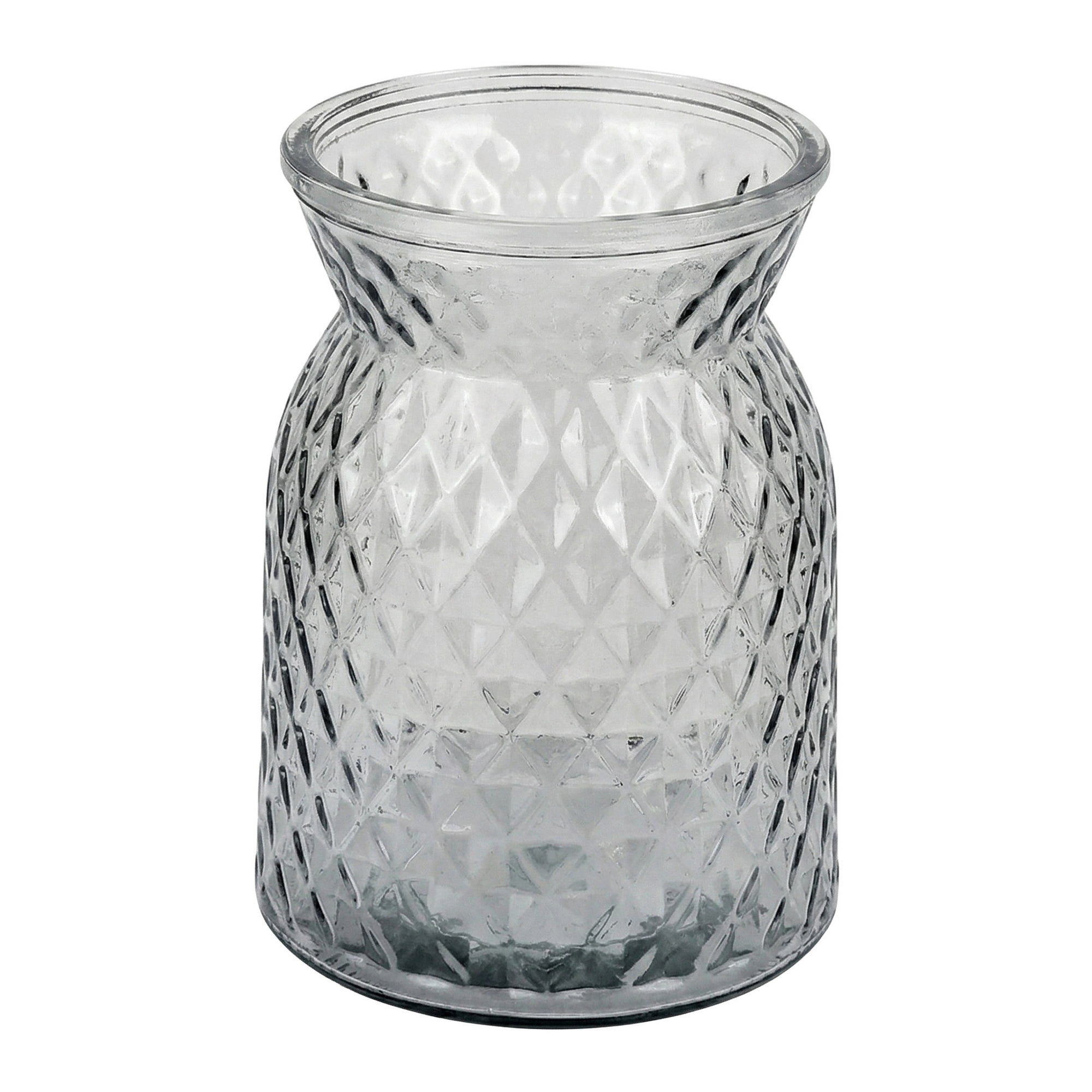 Unique Bargains Modern Geometric Wide Mouth Glass Flower Vase Smoky Gray 4.5"x4.5"x6.3"